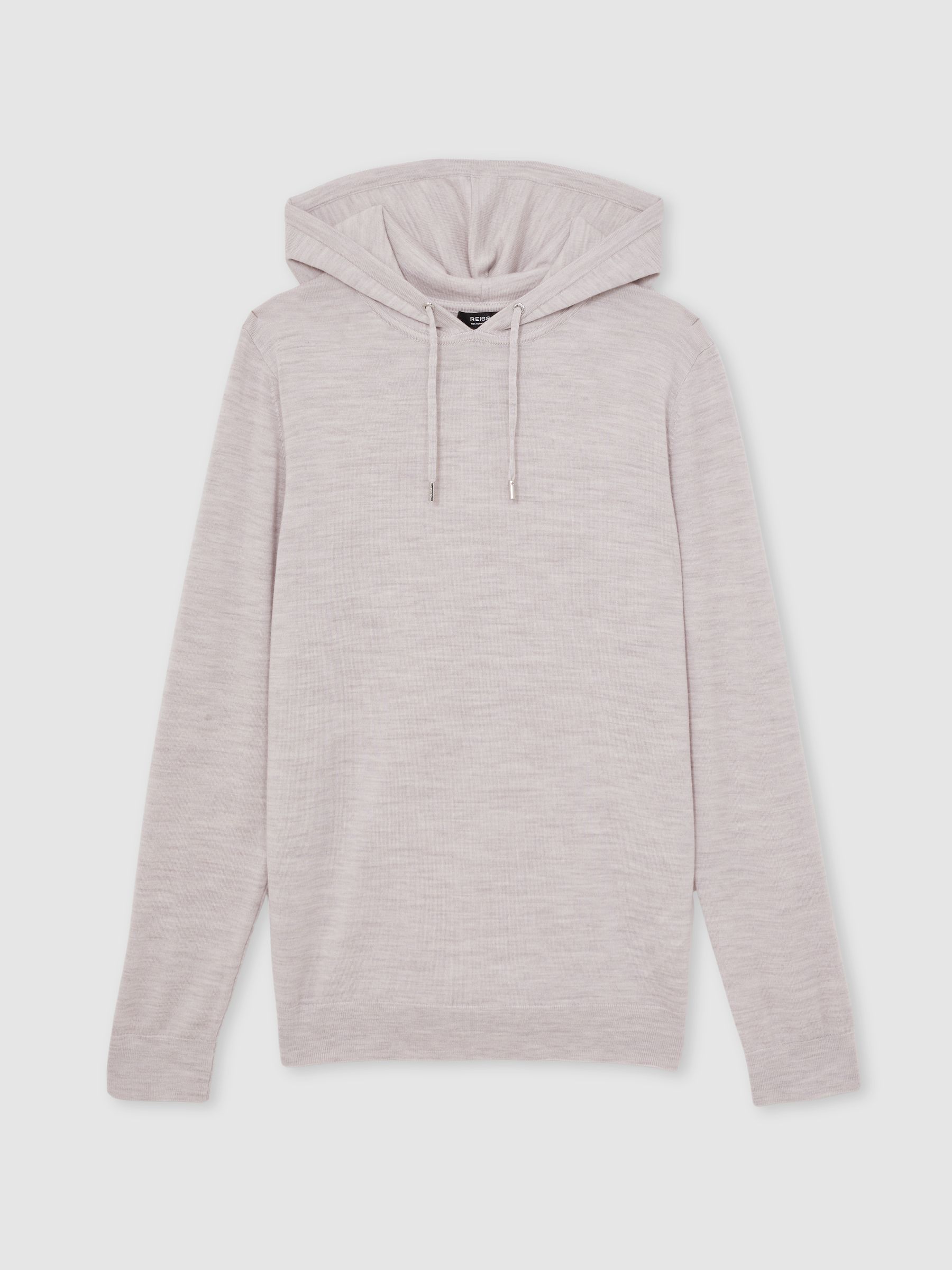 Merino Wool Drawstring Hoodie in Wicker Brown Melange