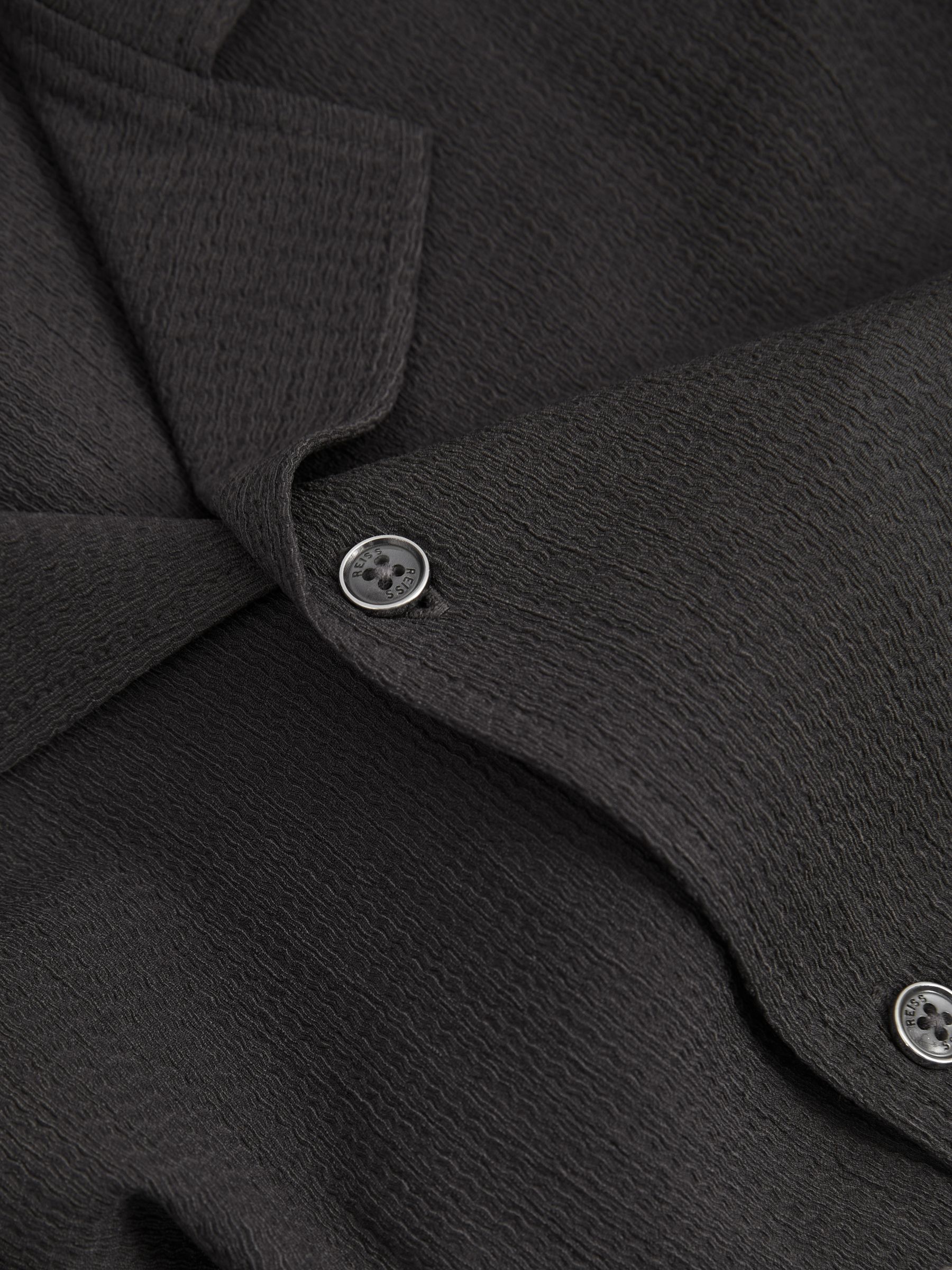 Textured Crepe Cuban Collar Shirt in Steel Grey