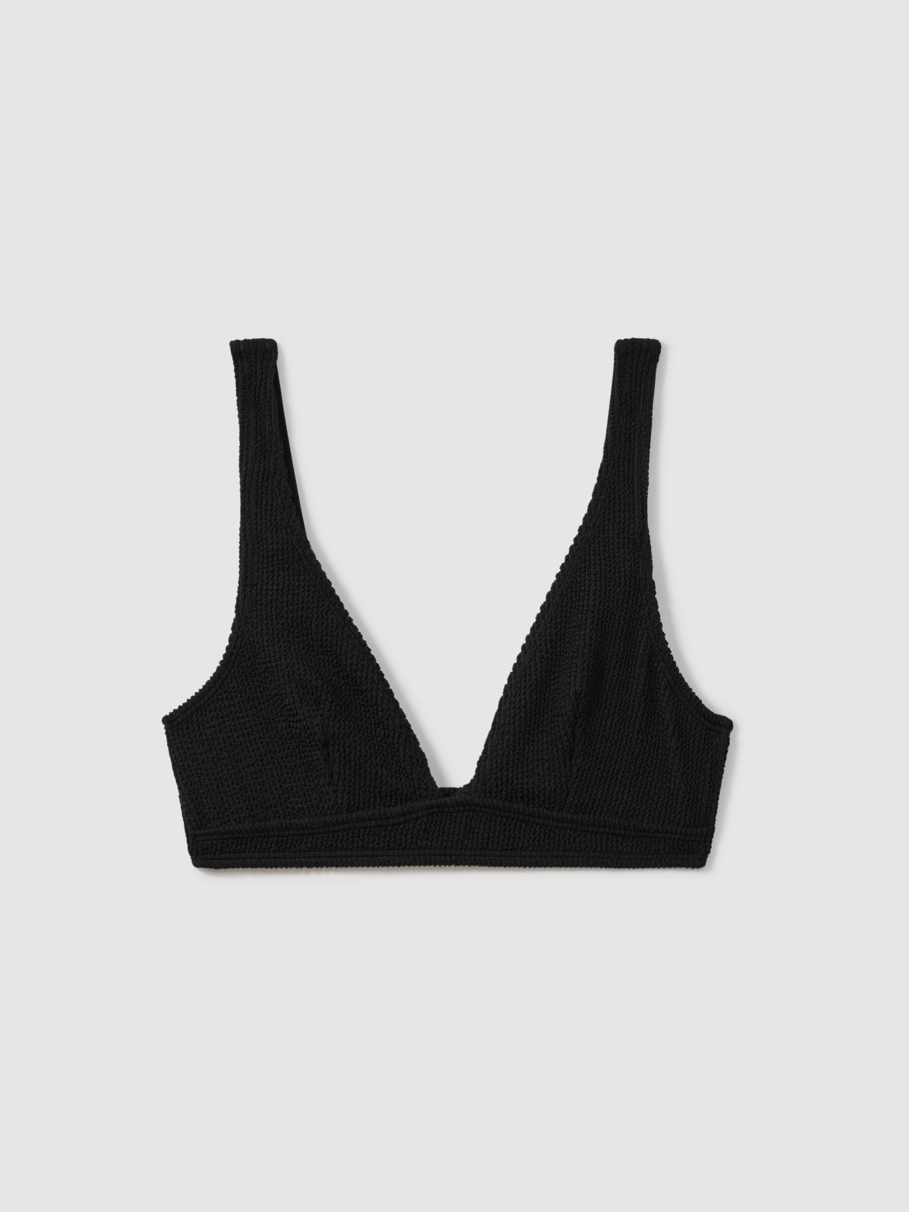 Good American Always Fits Textured Bikini Top in Black