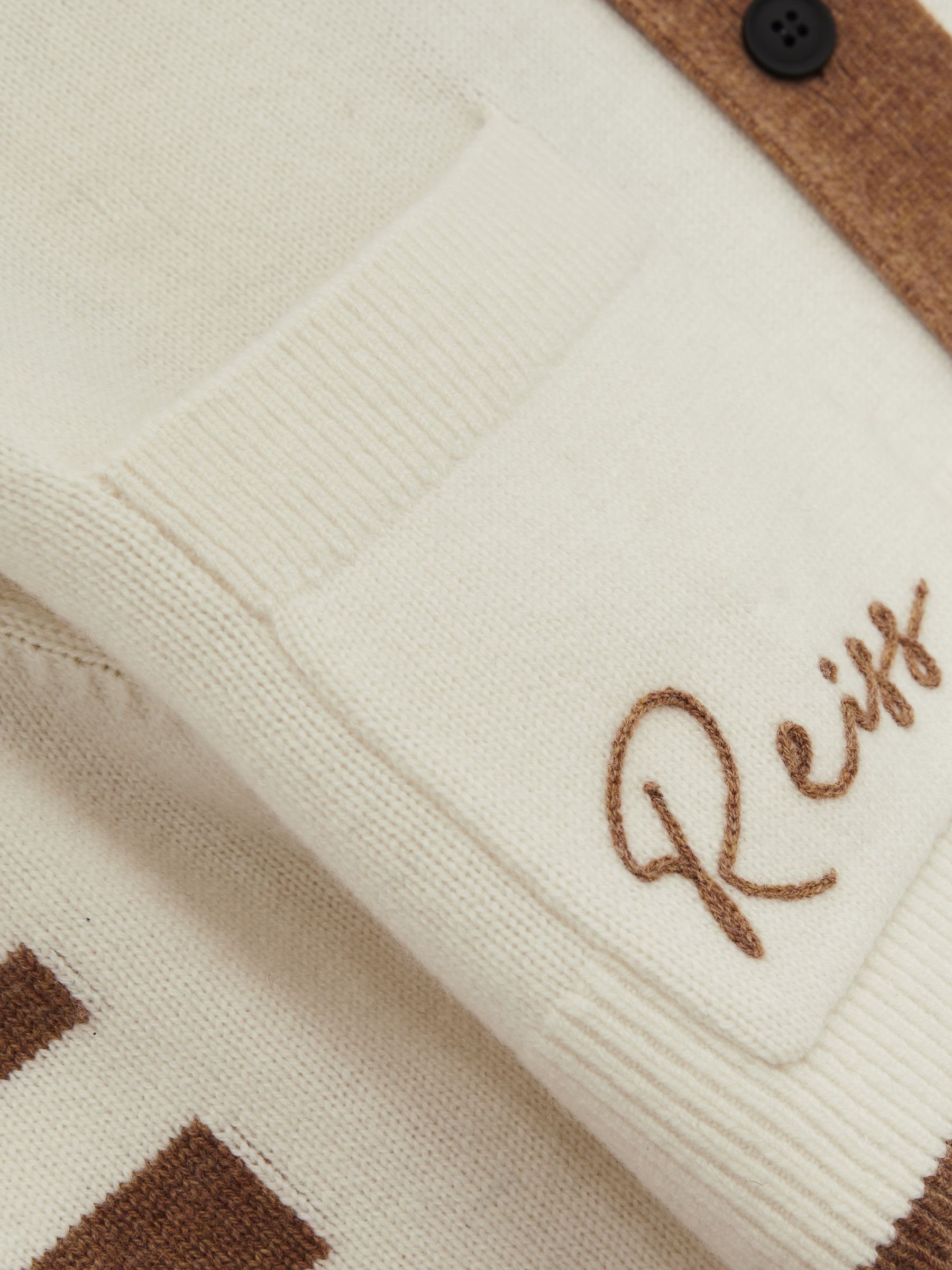 McLaren F1 Team Crop Varsity Cardigan in Off White/Camel