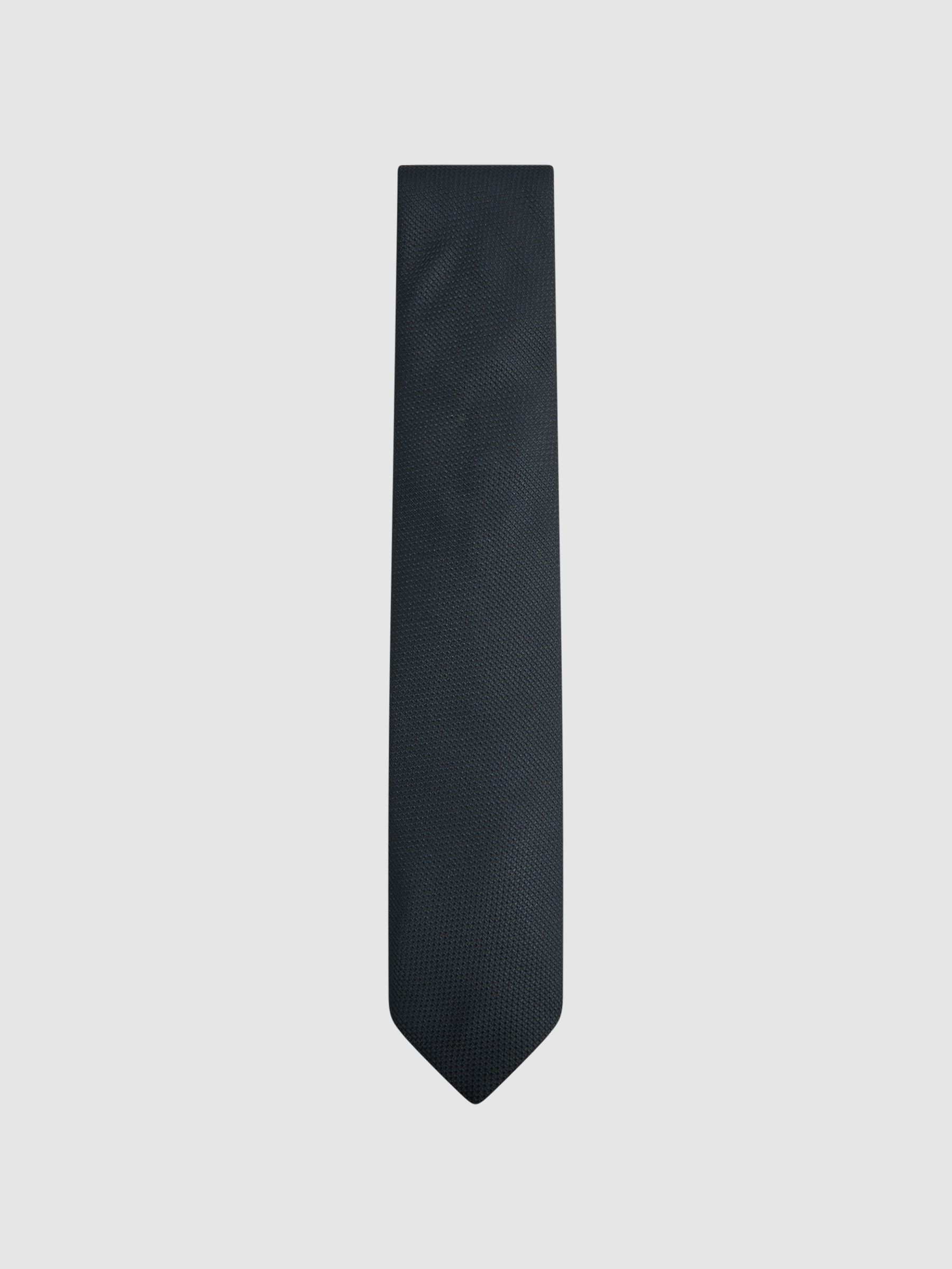 Textured Silk Blend Tie in Navy