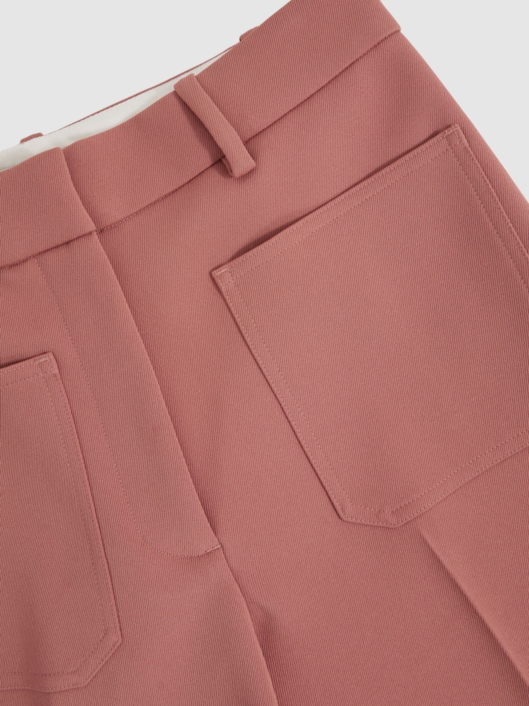 Petite Twill Patch-Pocket Flared Trousers in Pink