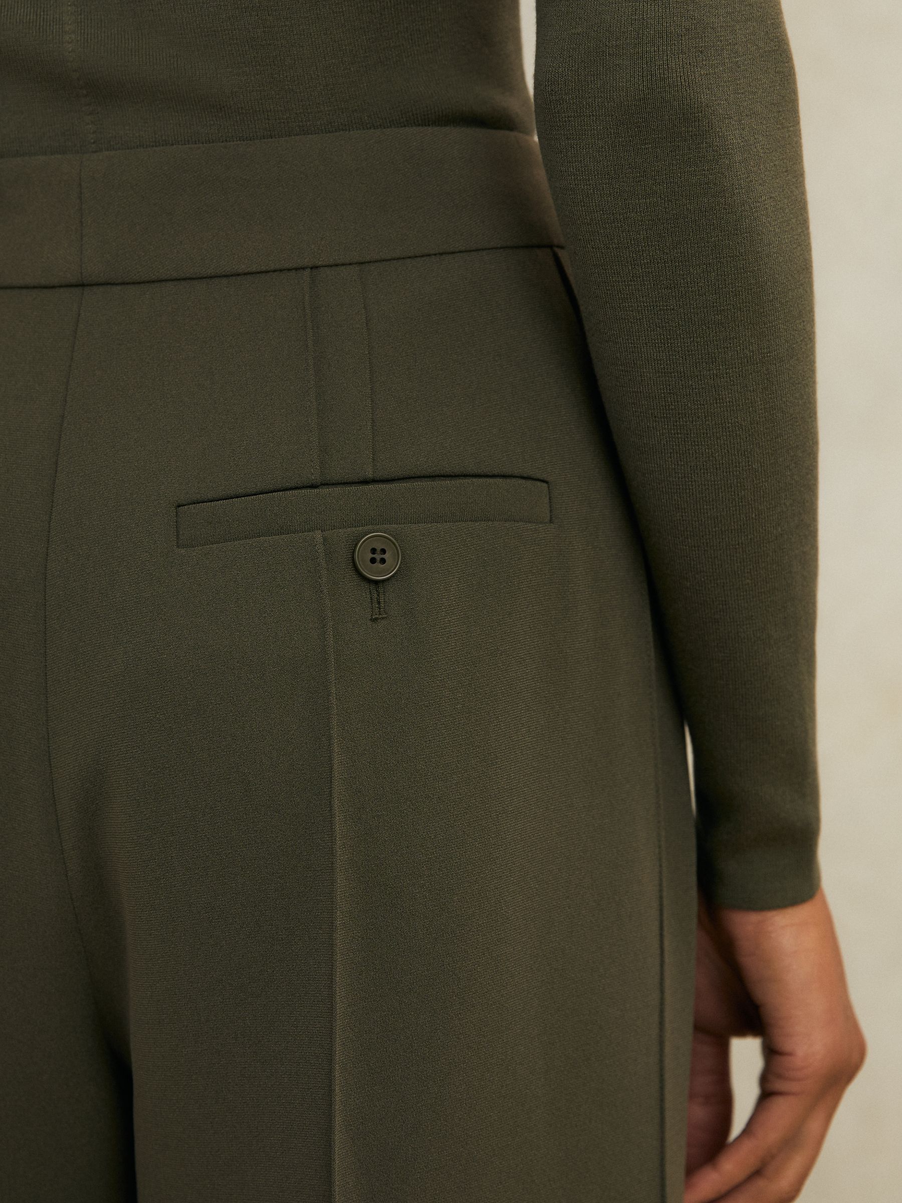 Atelier Crepe Wide-Leg Trousers in Khaki