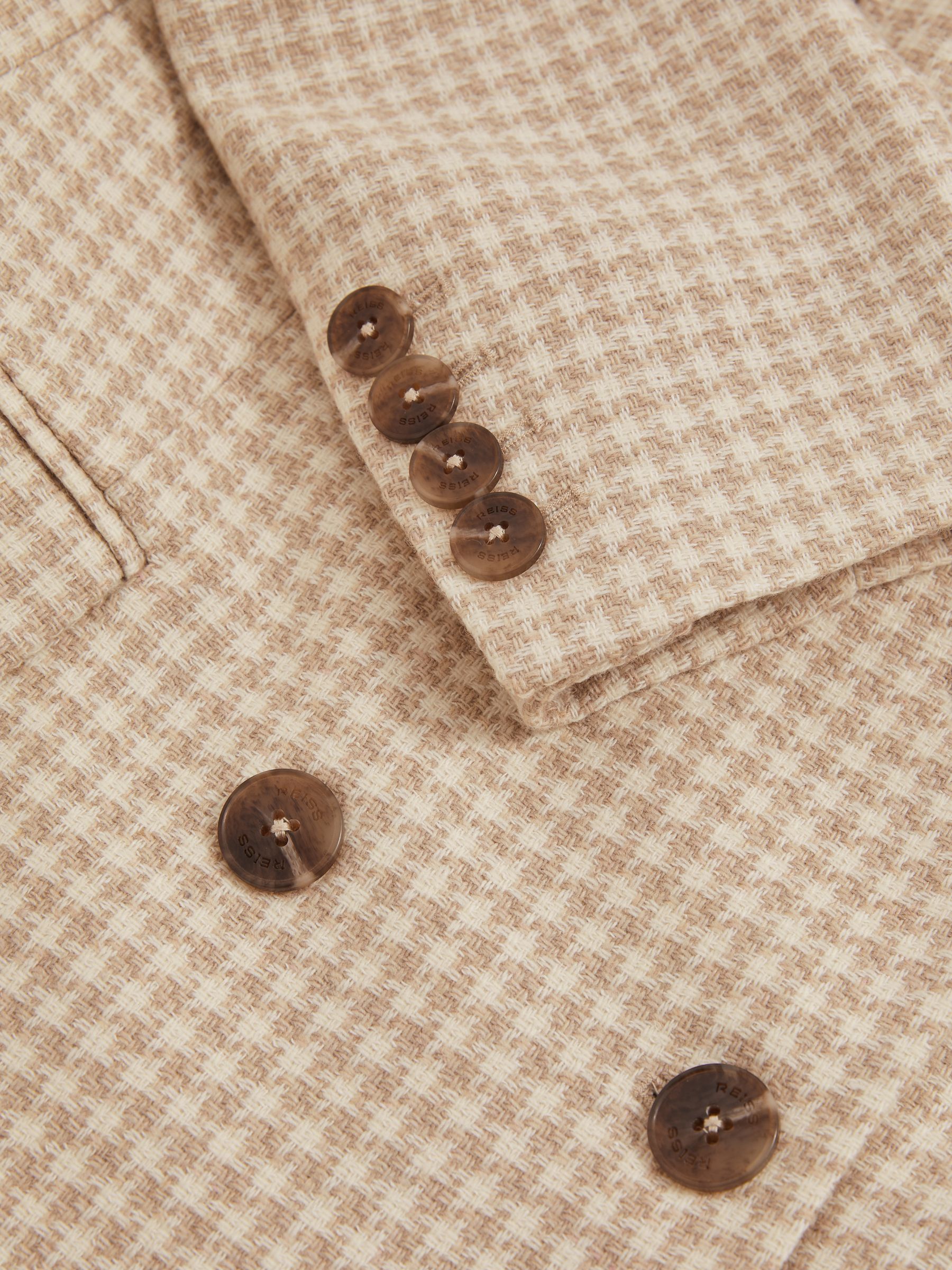 Double Breasted Check Blazer With Wool in Neutral Check