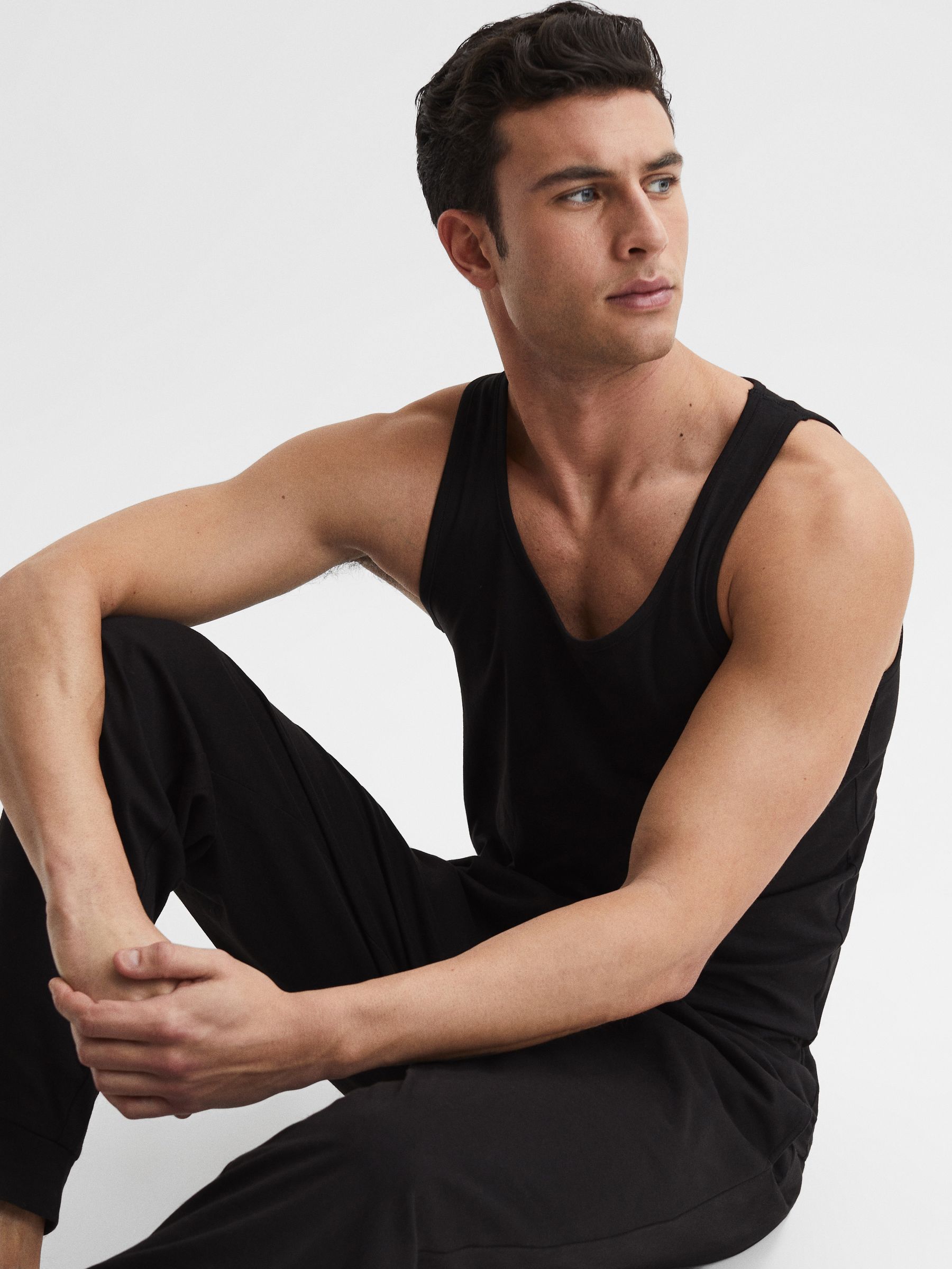 Cotton Stretch Vest in Black