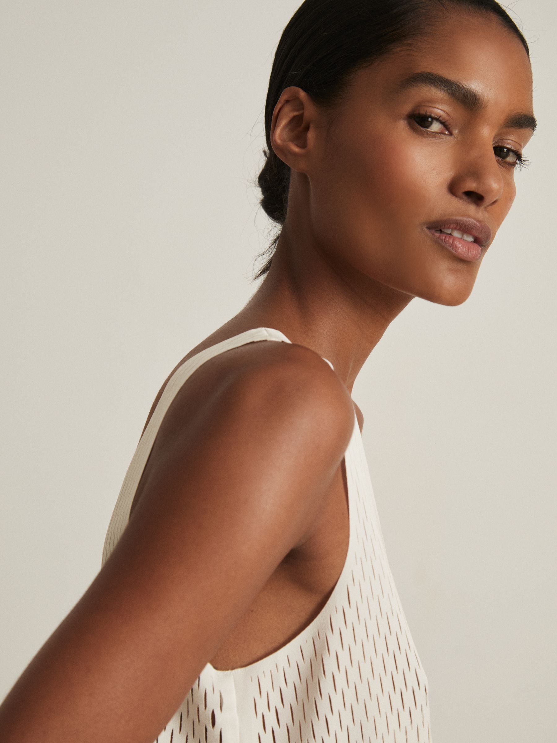 Atelier Laser-Cut Vest Top in Cream