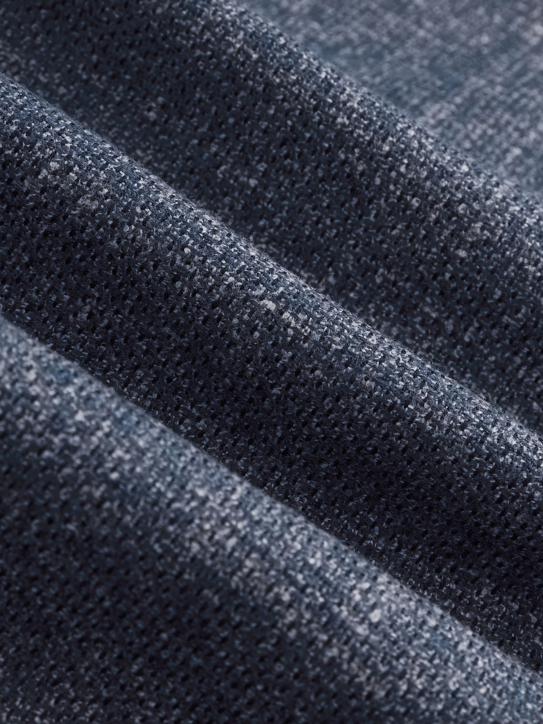 Slim-Fit Single-Breasted Wool-Blend Textured Blazer in Blue