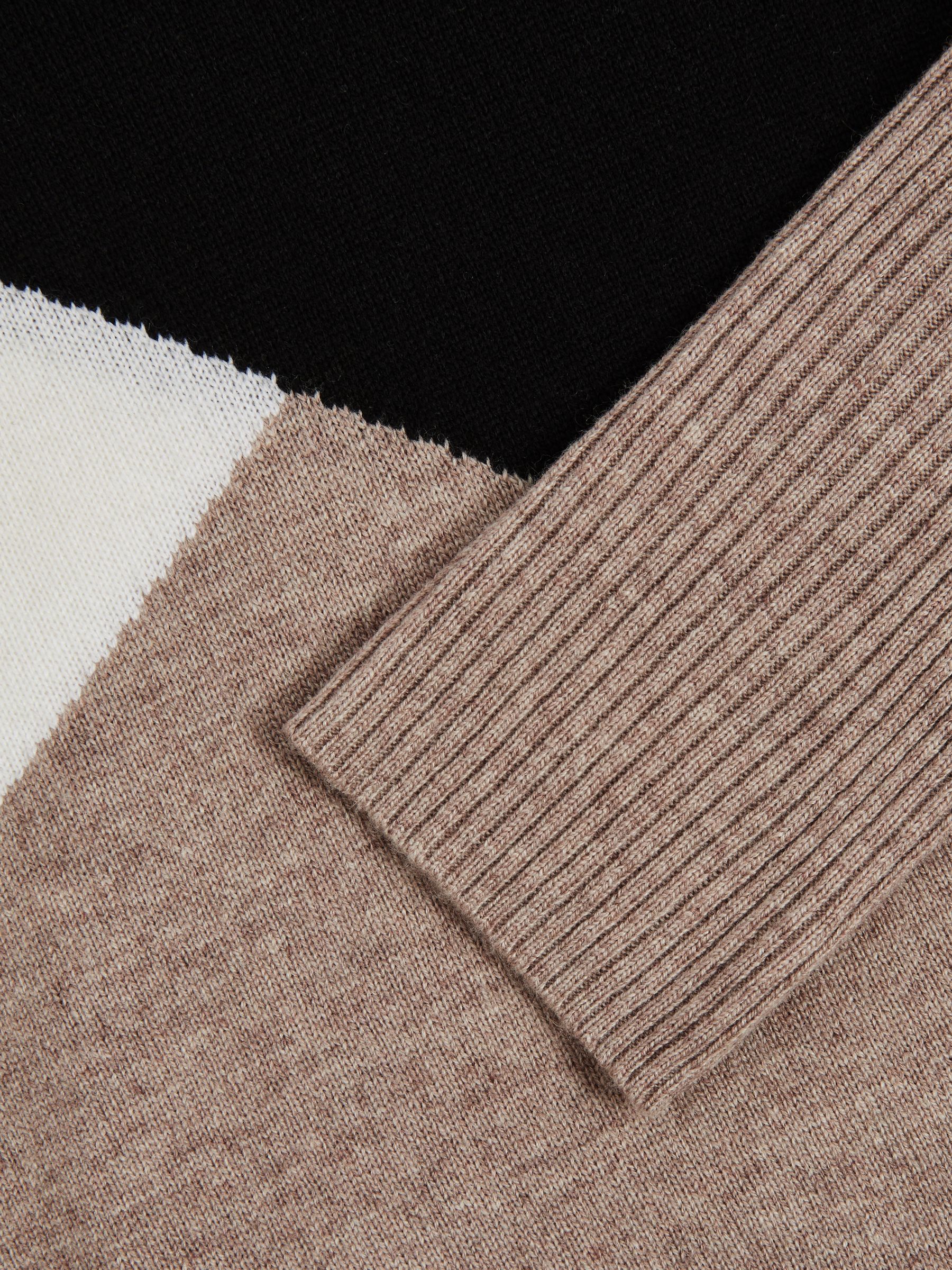 Geometric Colour-Block Jumper With Wool And Cashmere in Camel/Black