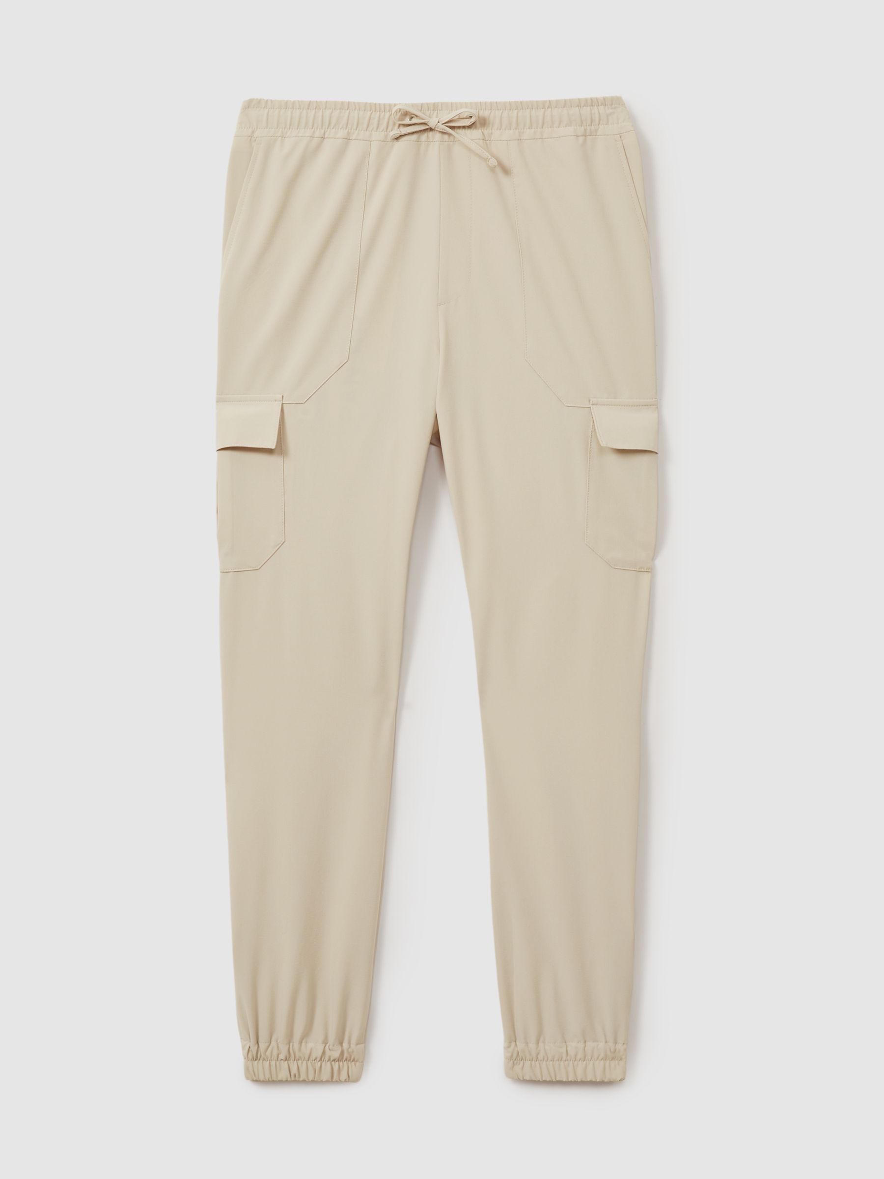 Elasticated Cargo Trousers in Stone