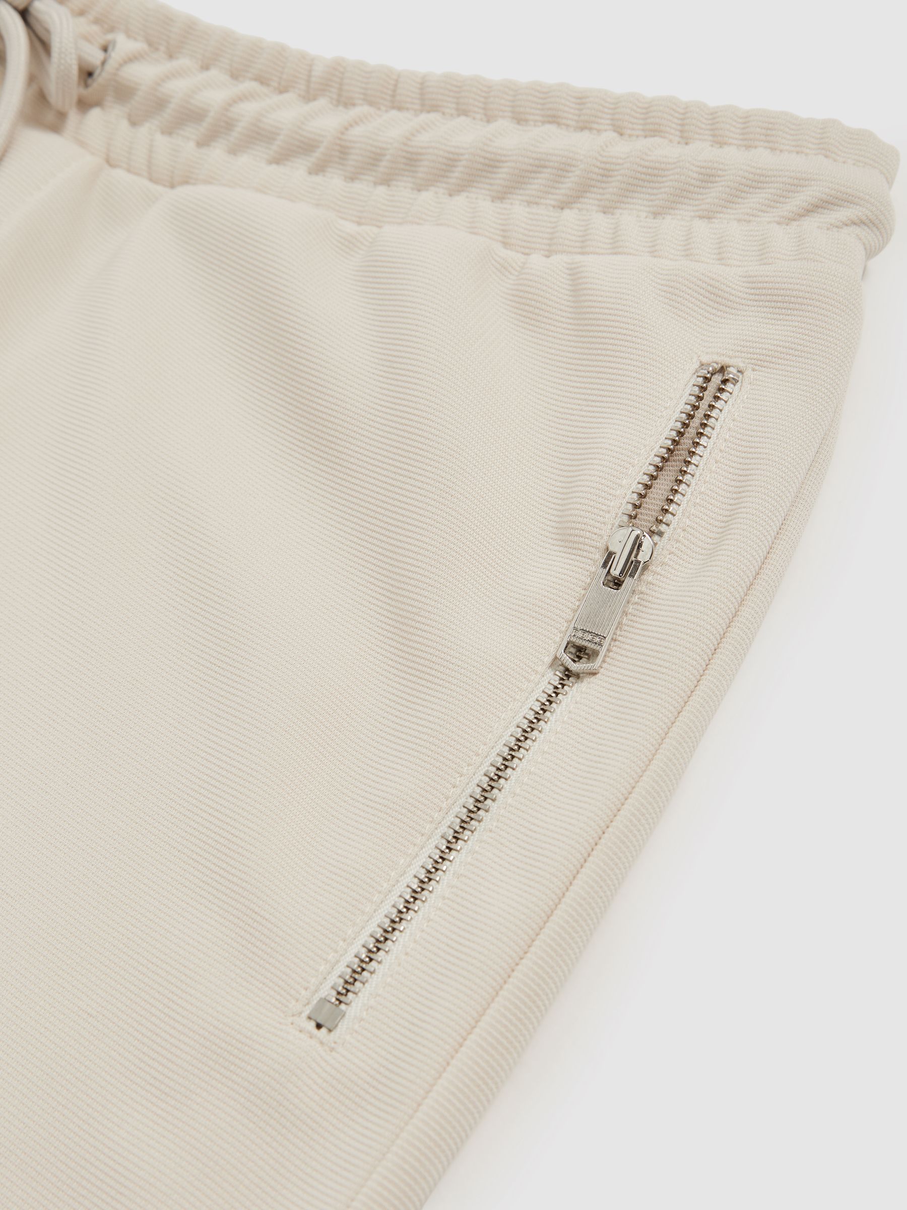 Textured Drawstring Shorts in Stone