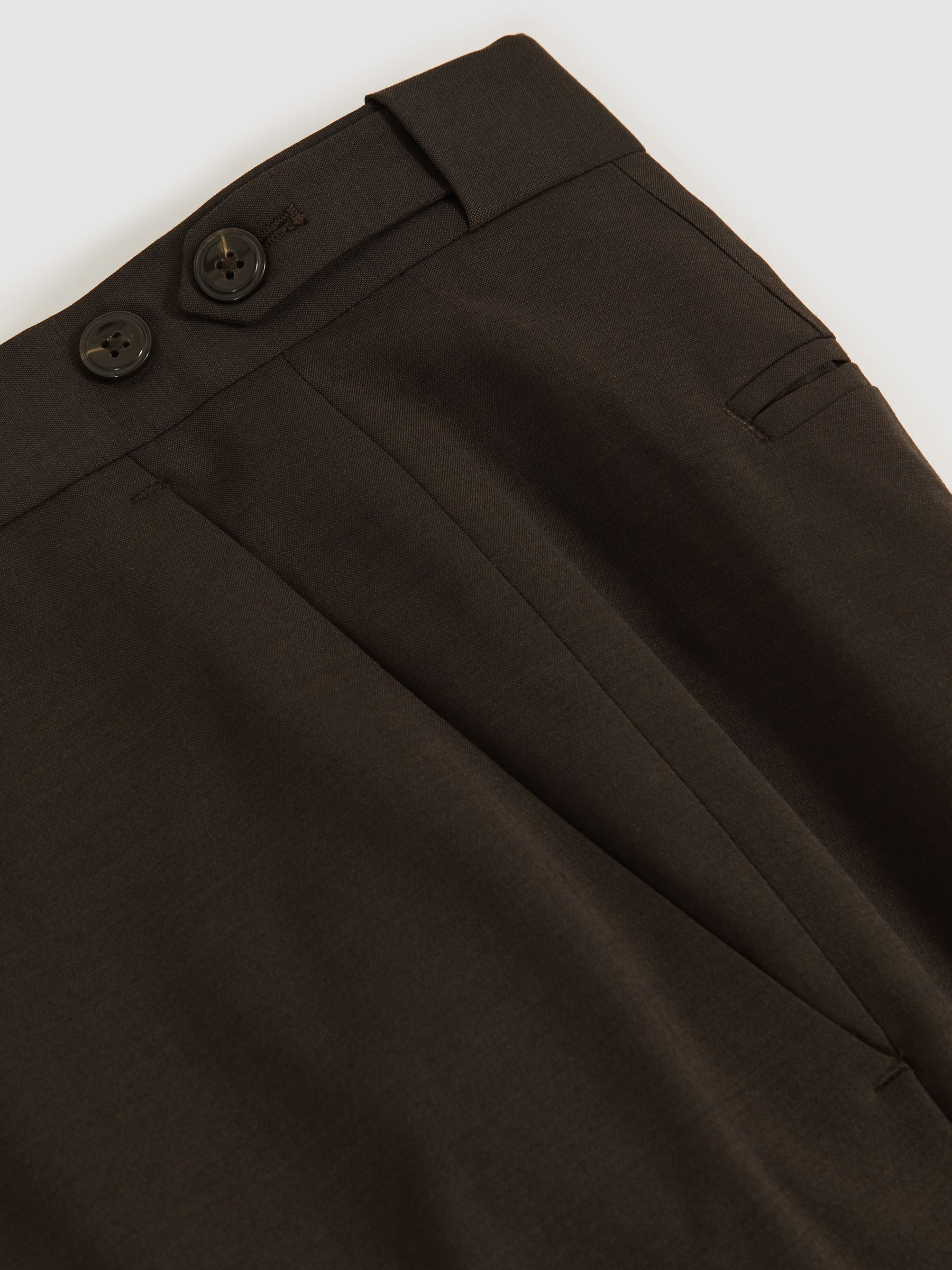 Regular-Fit Wool-Blend Suit Trousers in Chocolate Brown