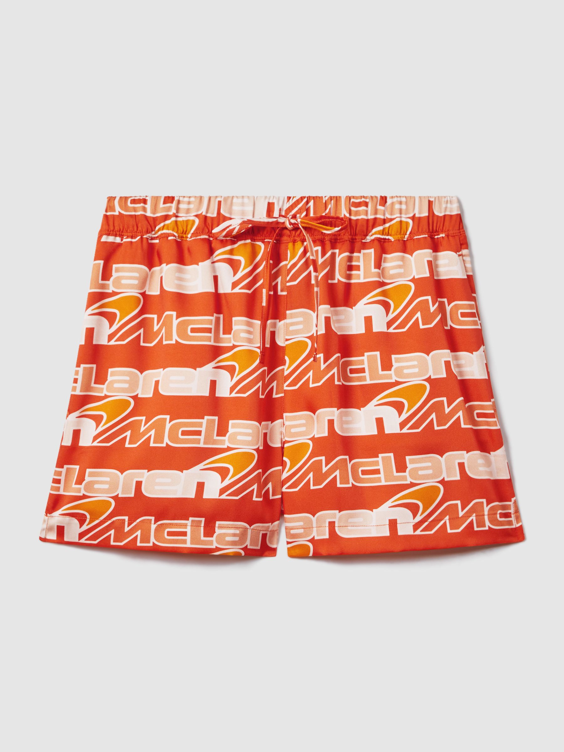 McLaren F1 Printed Drawstring Shorts in Papaya Multi