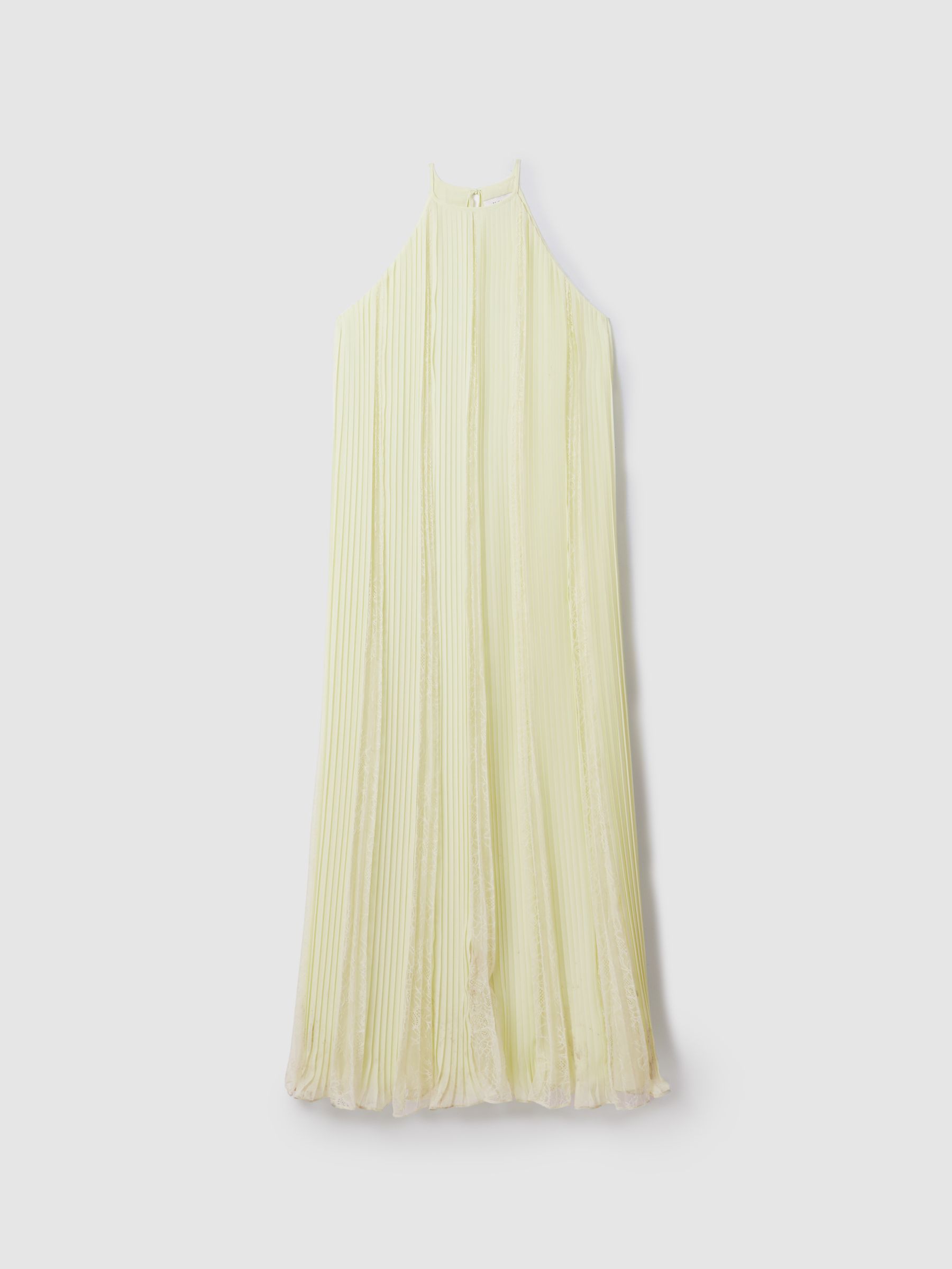 Florere Lace Pleated Maxi Dress in Pale Green