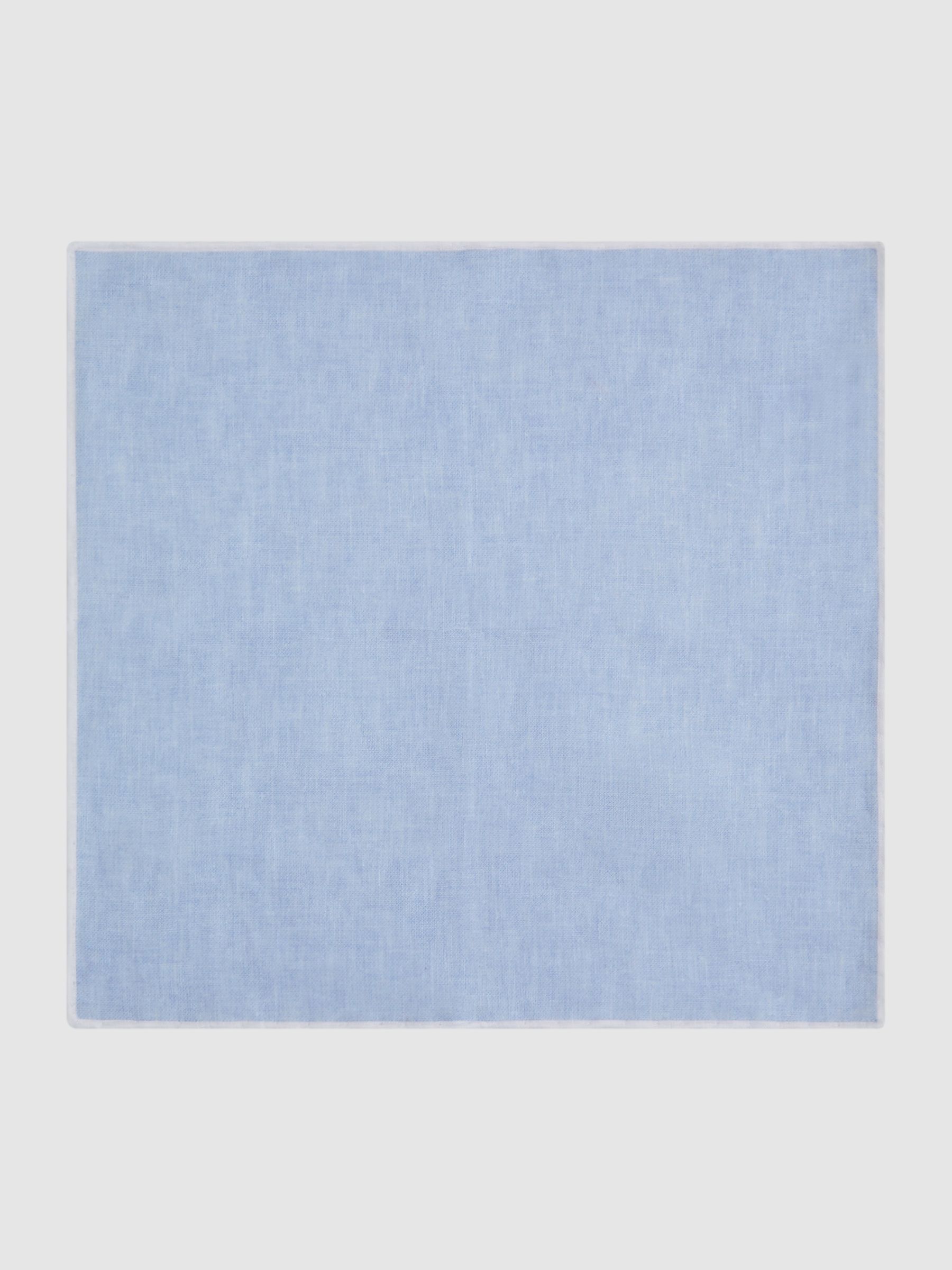 Linen Contrast Trim Pocket Square in Sky Blue Melange