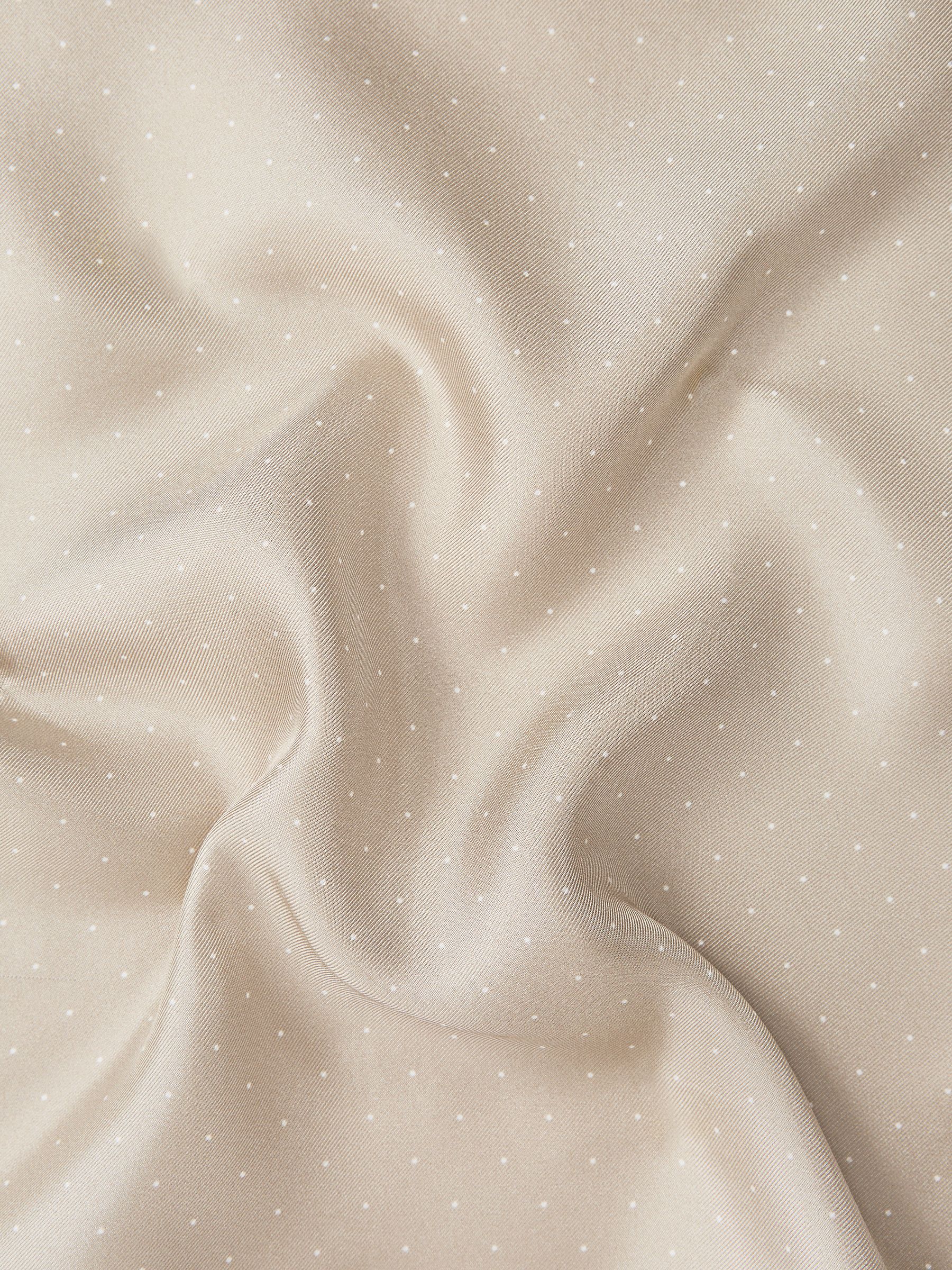 Polka Dot Silk Pocket Square in Stone