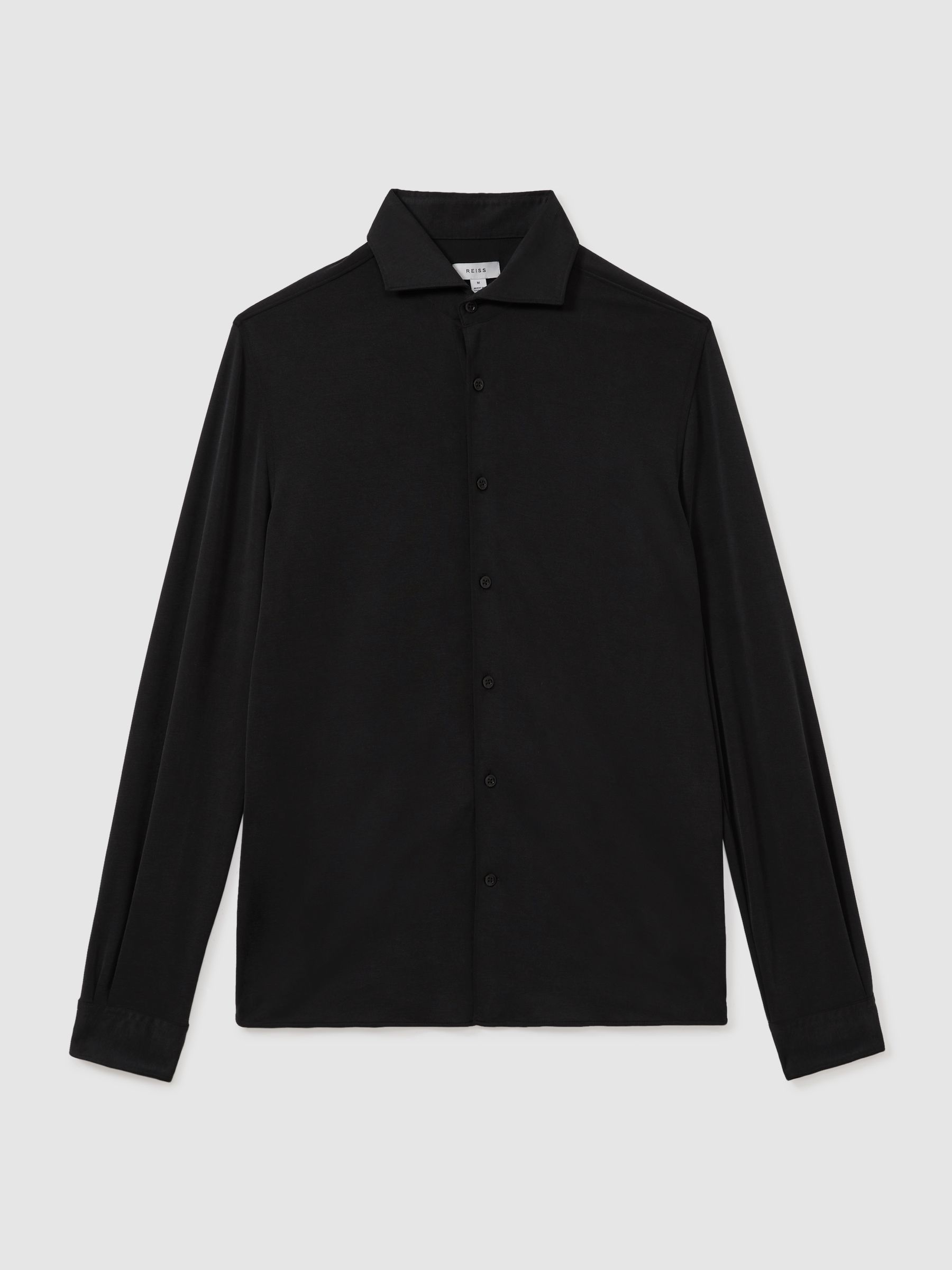 Modal Blend Cutaway Collar Shirt in Washed Black
