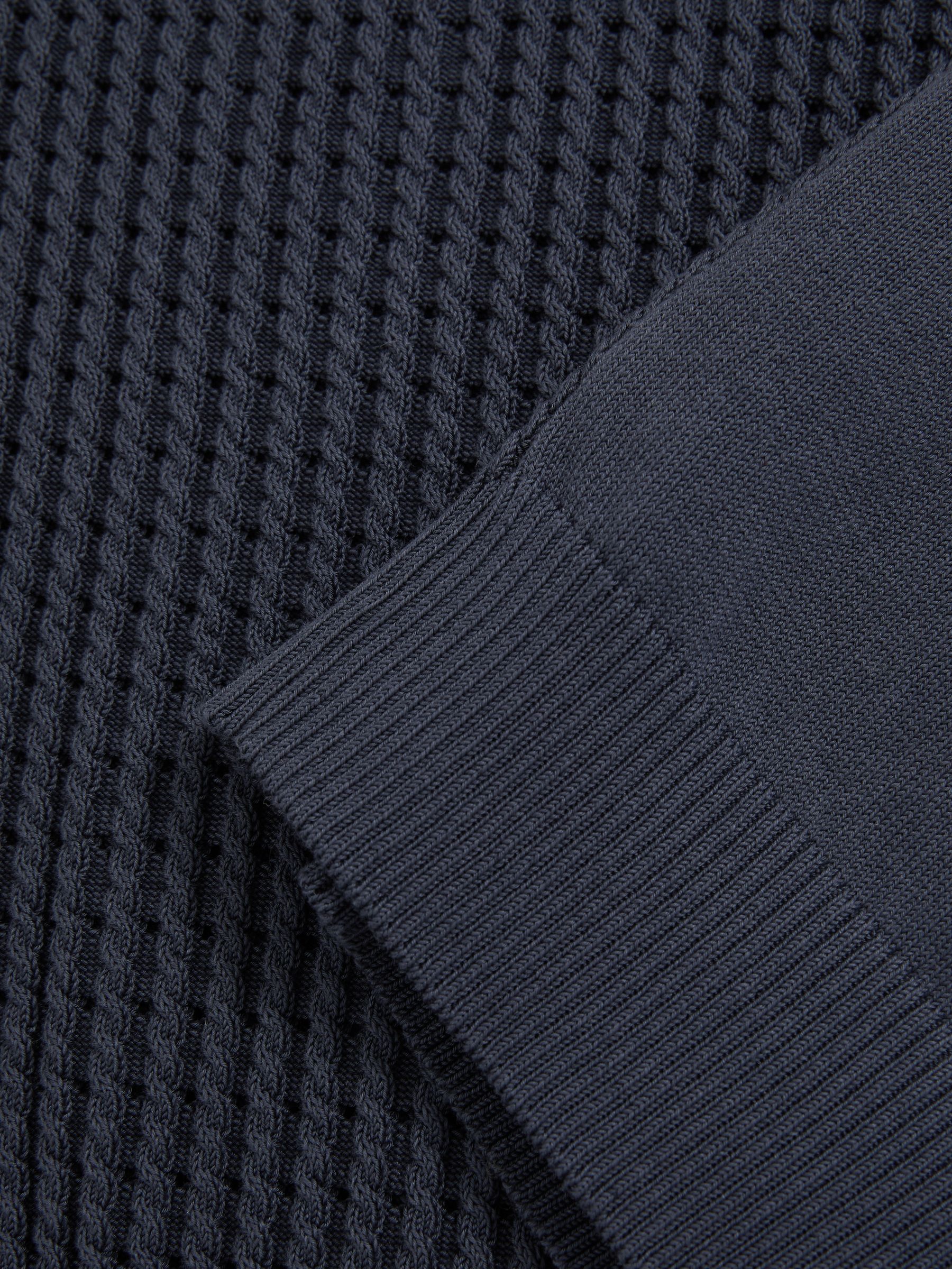 Micro-Cable Open-Collar Cotton-Blend Shirt in Dark Airforce Blue
