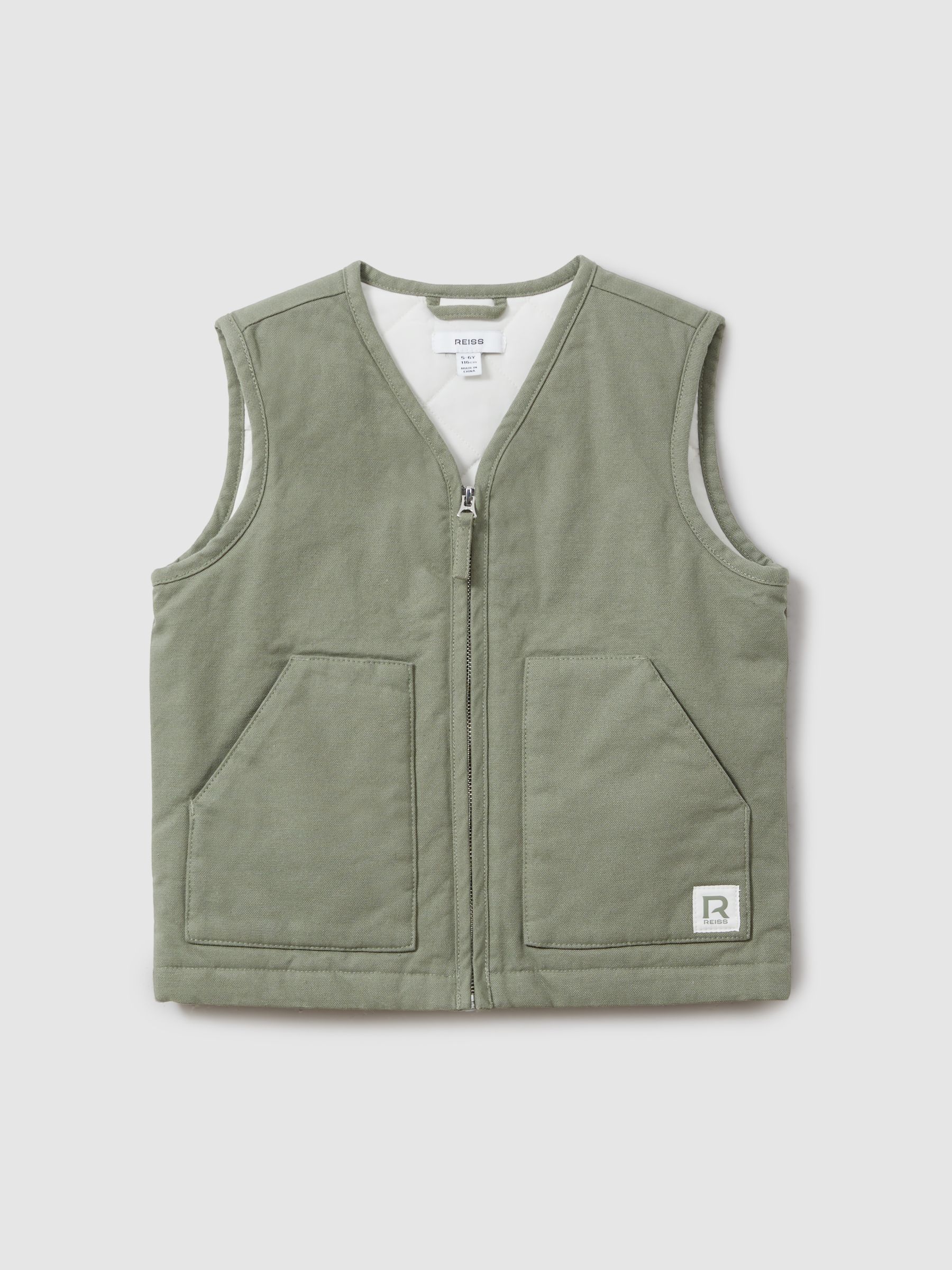 9-13 yrs Cotton Quilted Gilet in Sage Green