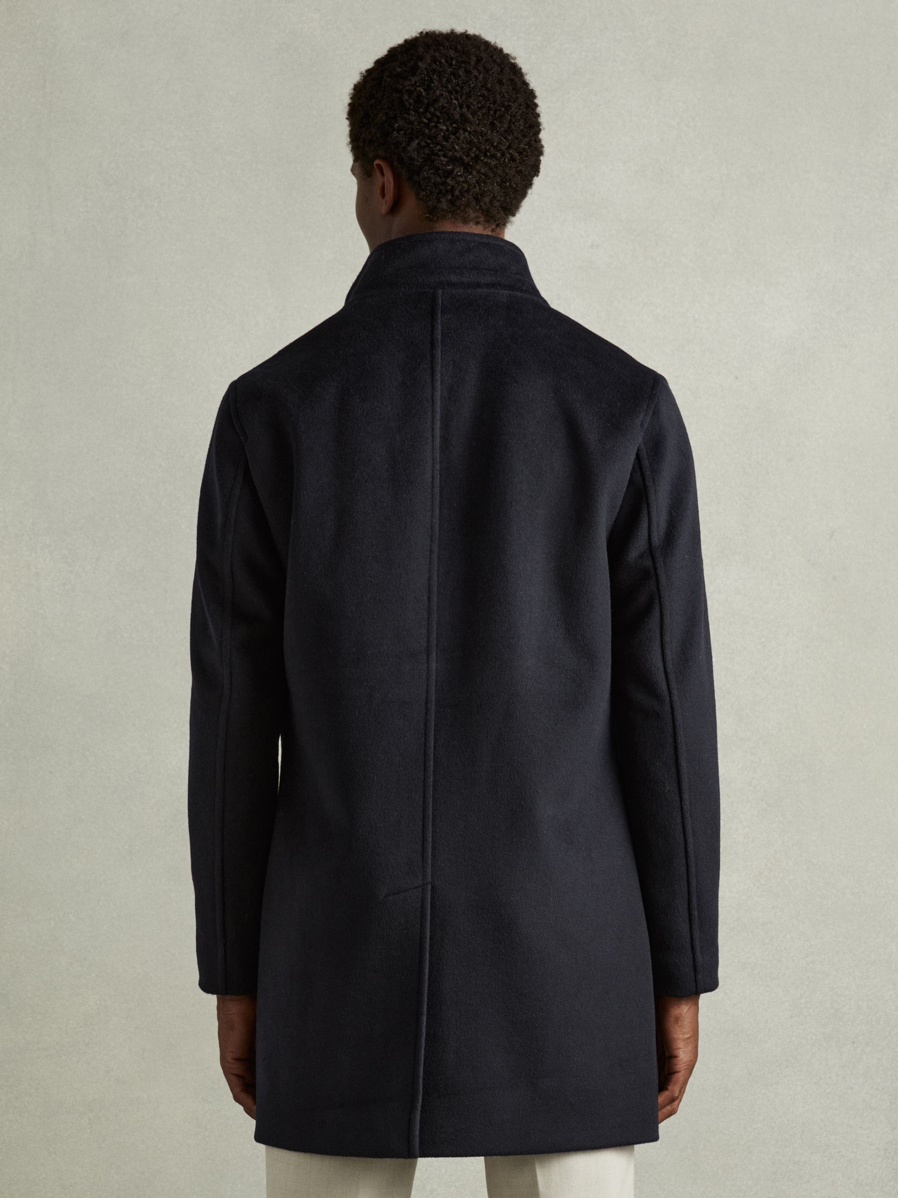 Wool-Blend Hybrid Coat in Navy