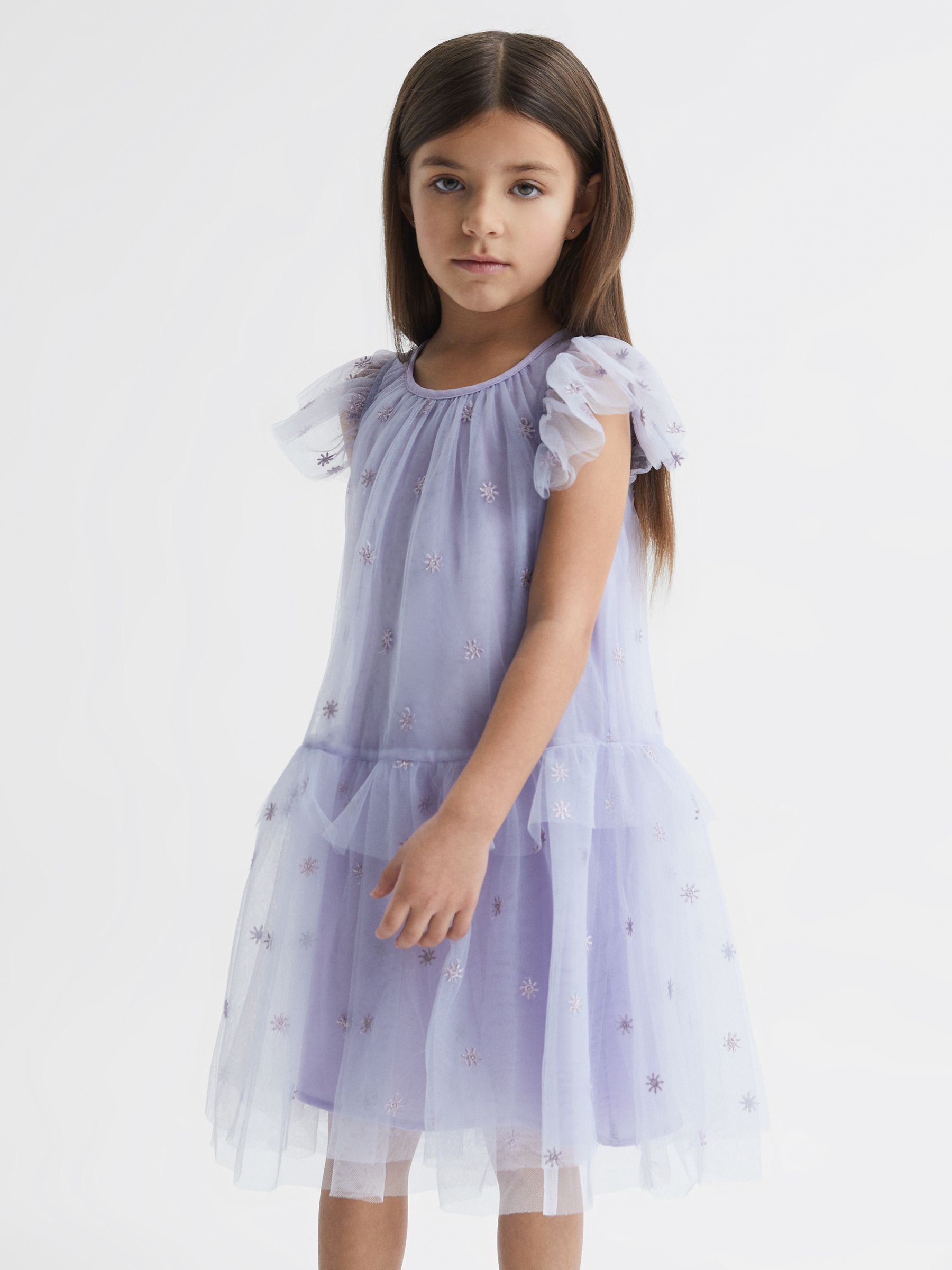 9-12 yrs Tulle Embroidered Dress in Lilac