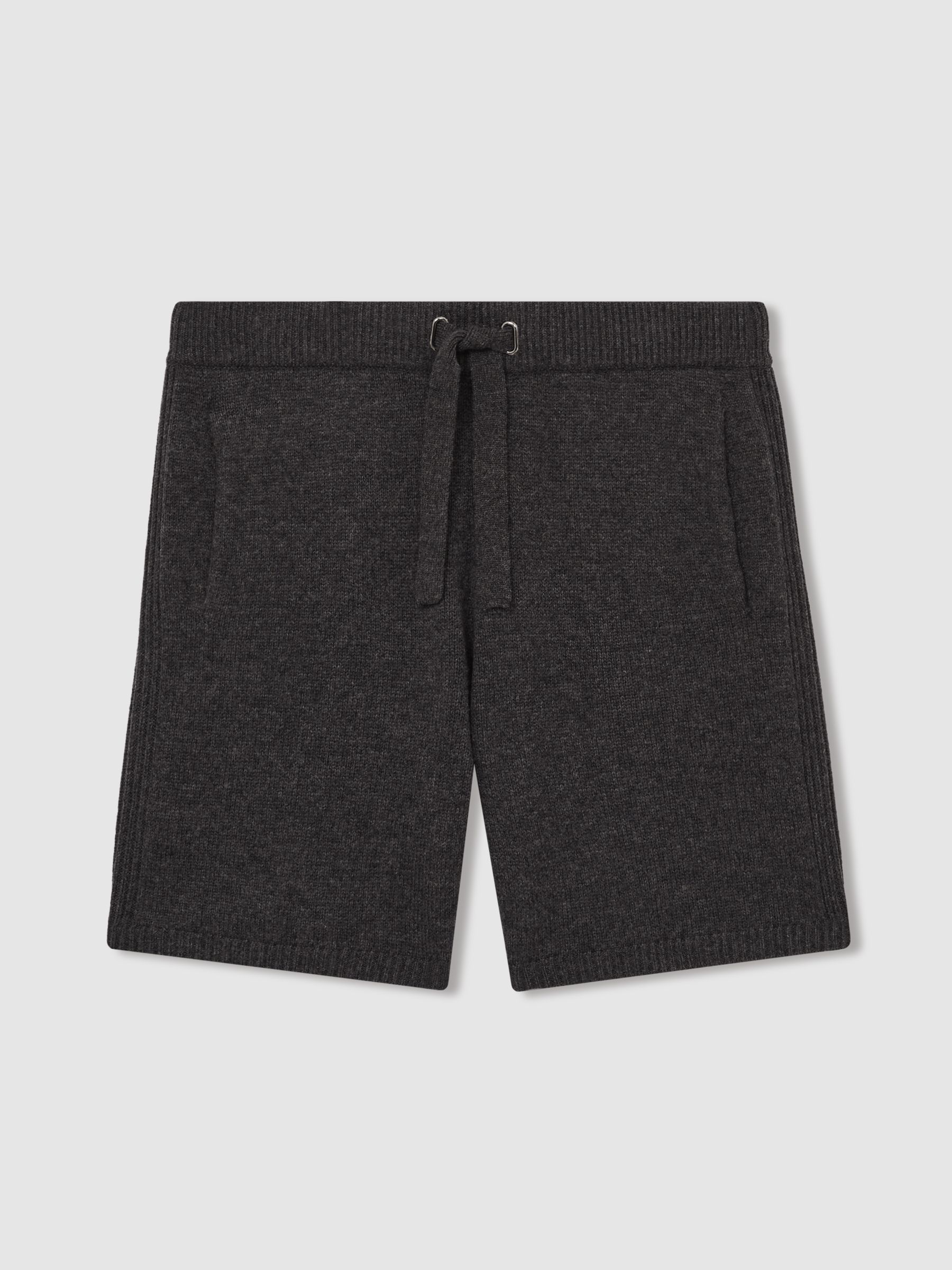 Wool Blend Heavy Knit Shorts in Charcoal Melange