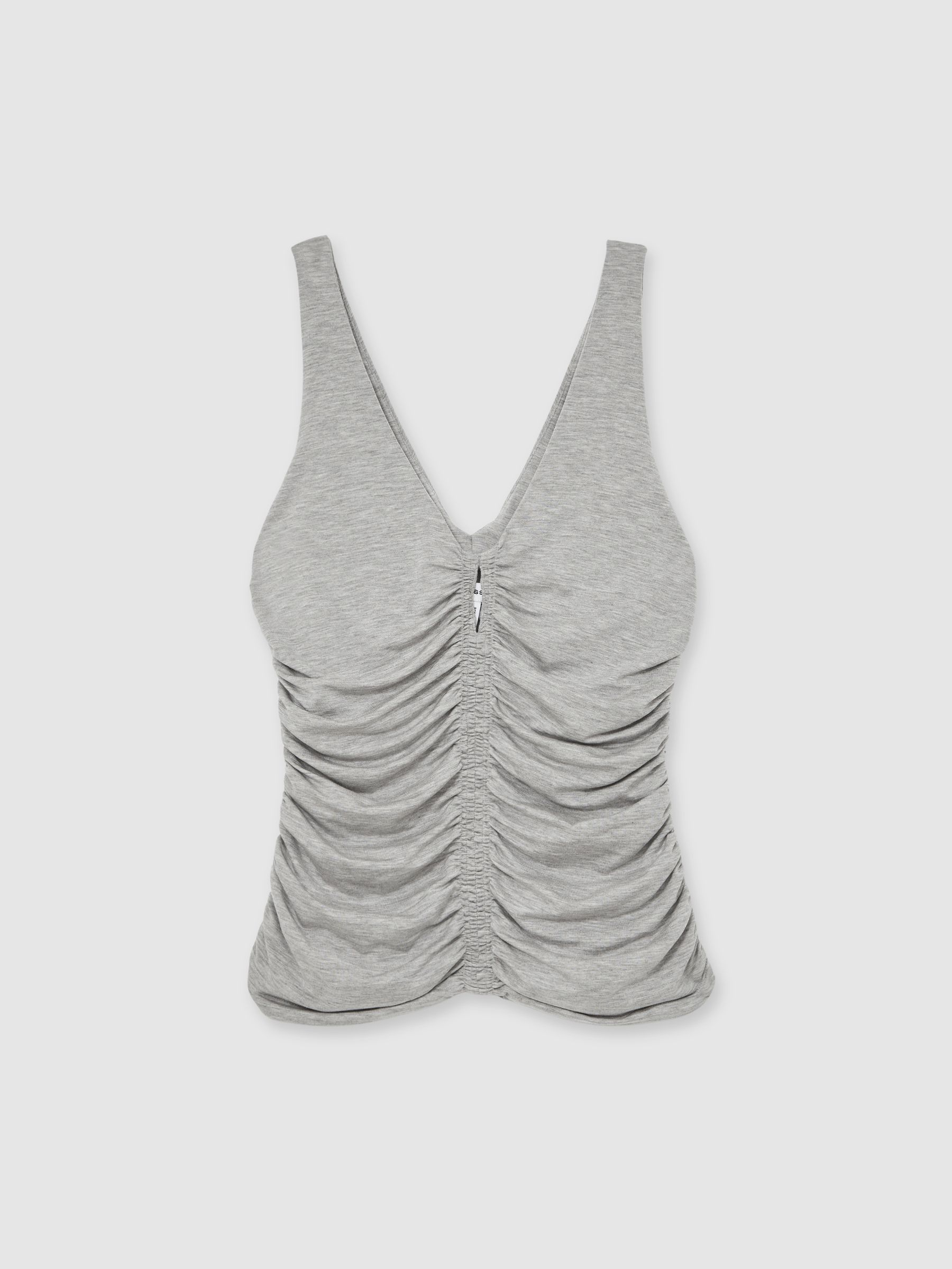 Stretch Lyocell Jersey Ruched Vest in Silver Grey