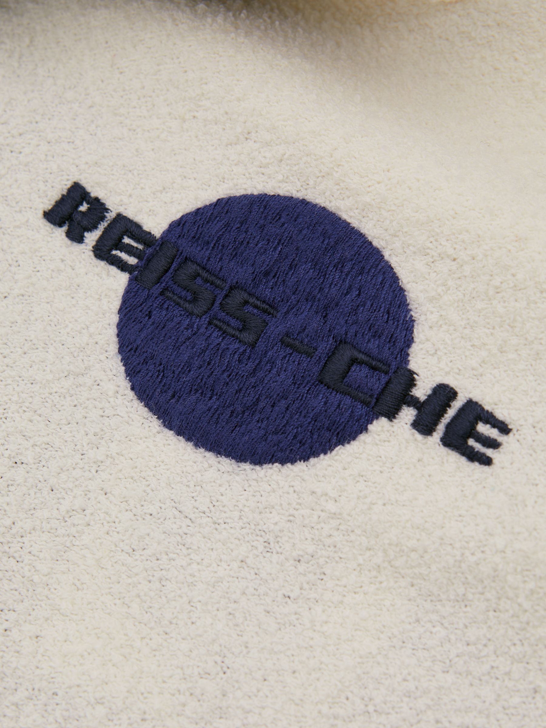 Reiss | Ché Towelling Cuban Collar Shirt in White/Blue