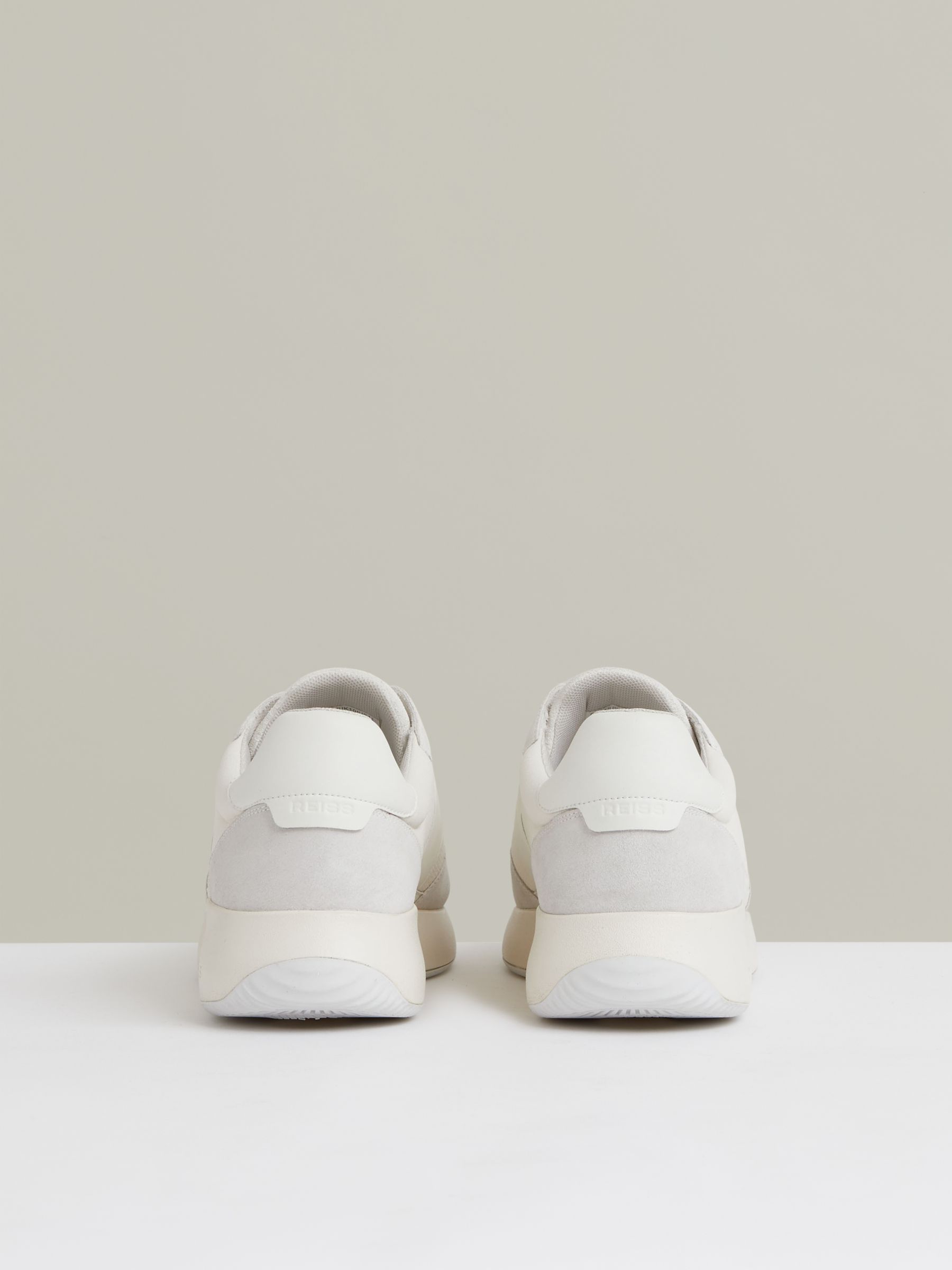Bonded-Leather Suede Running Trainers in White