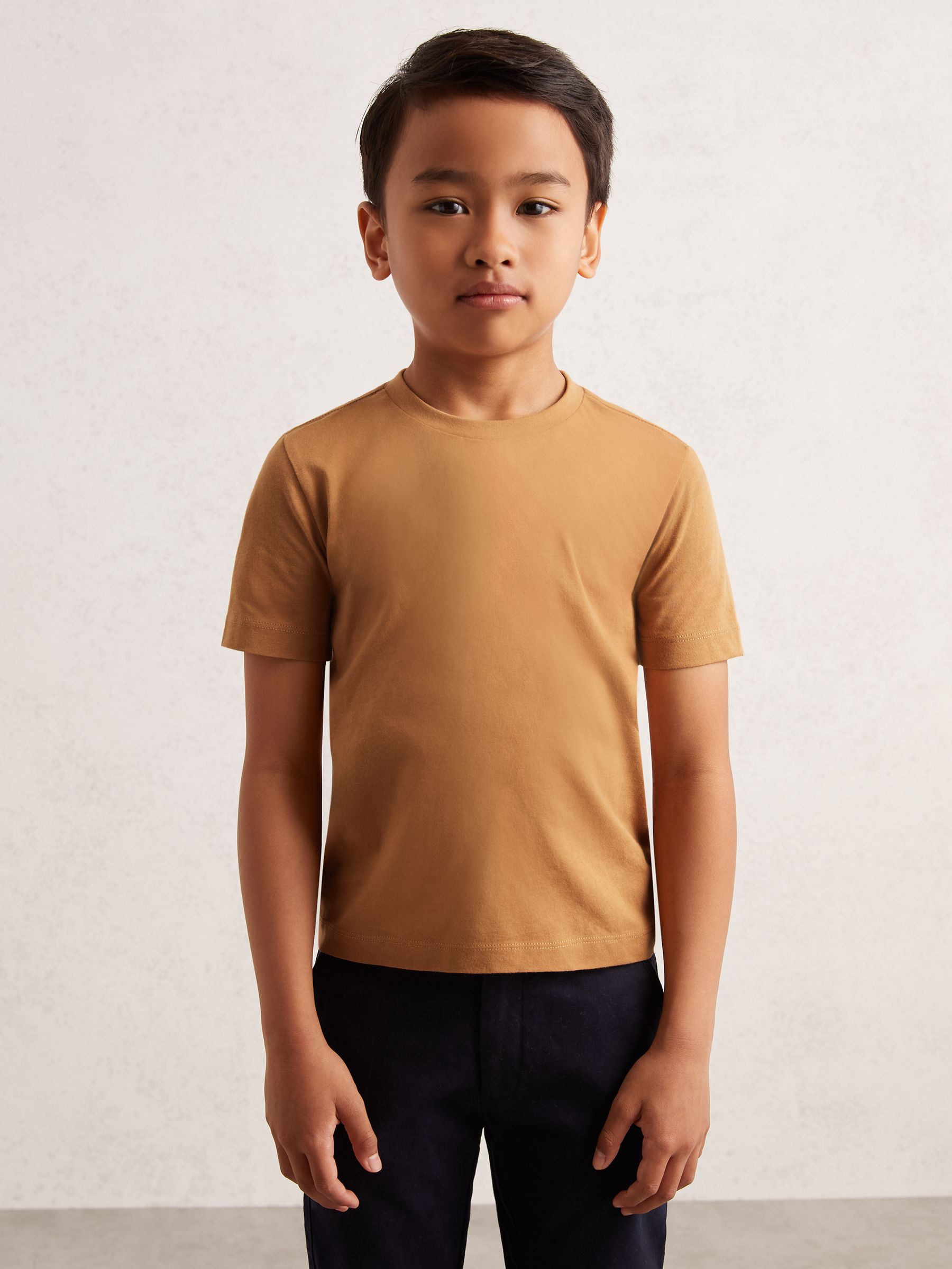 9-13 yrs Crew Neck T-Shirt in Tan Brown
