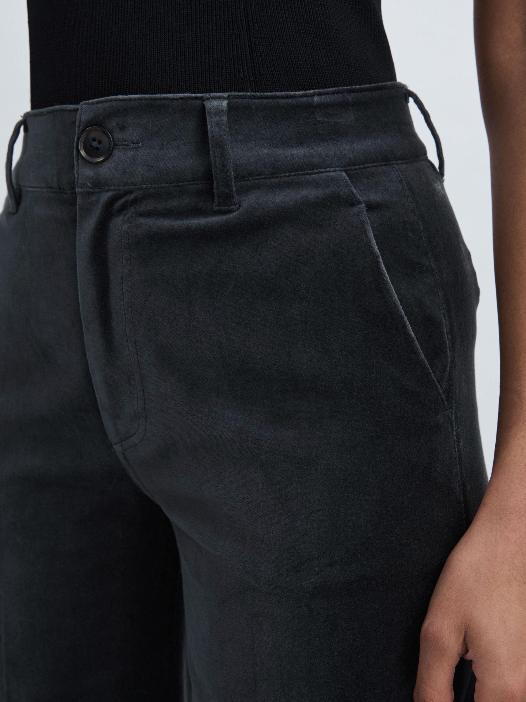 Paige Velvet Wide-Leg Trousers in Calico Blue