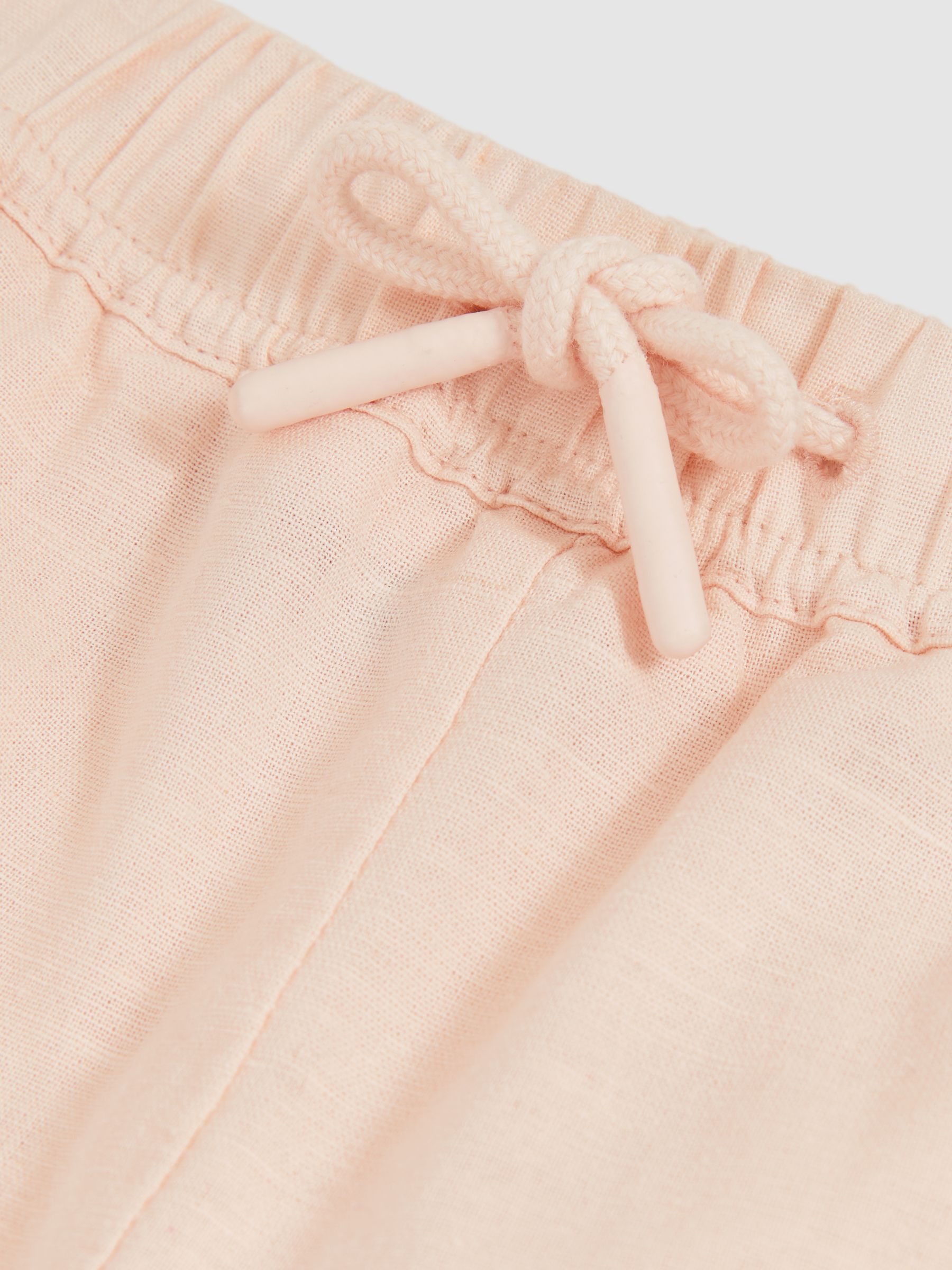 Cotton-Linen Drawstring Trousers in Pink