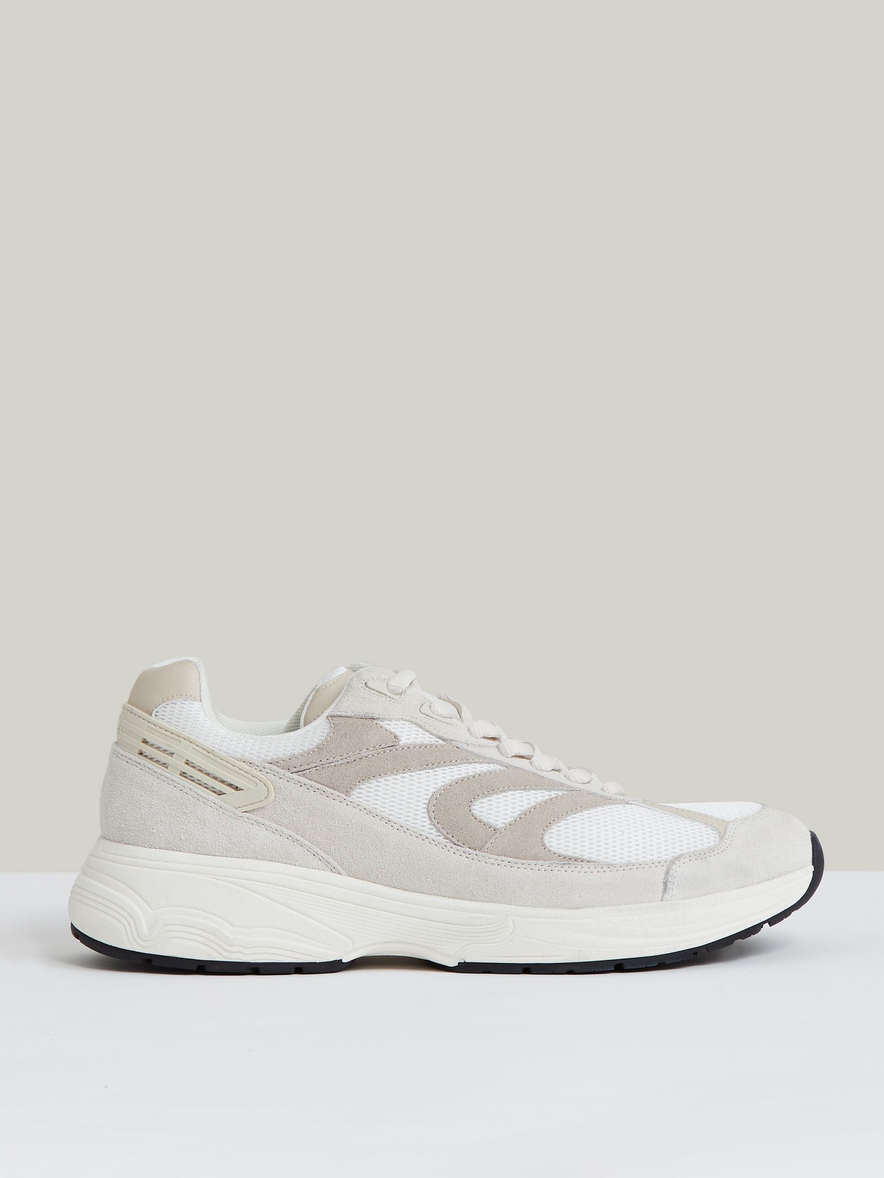 Panelled Running Trainers in Off White/Stone