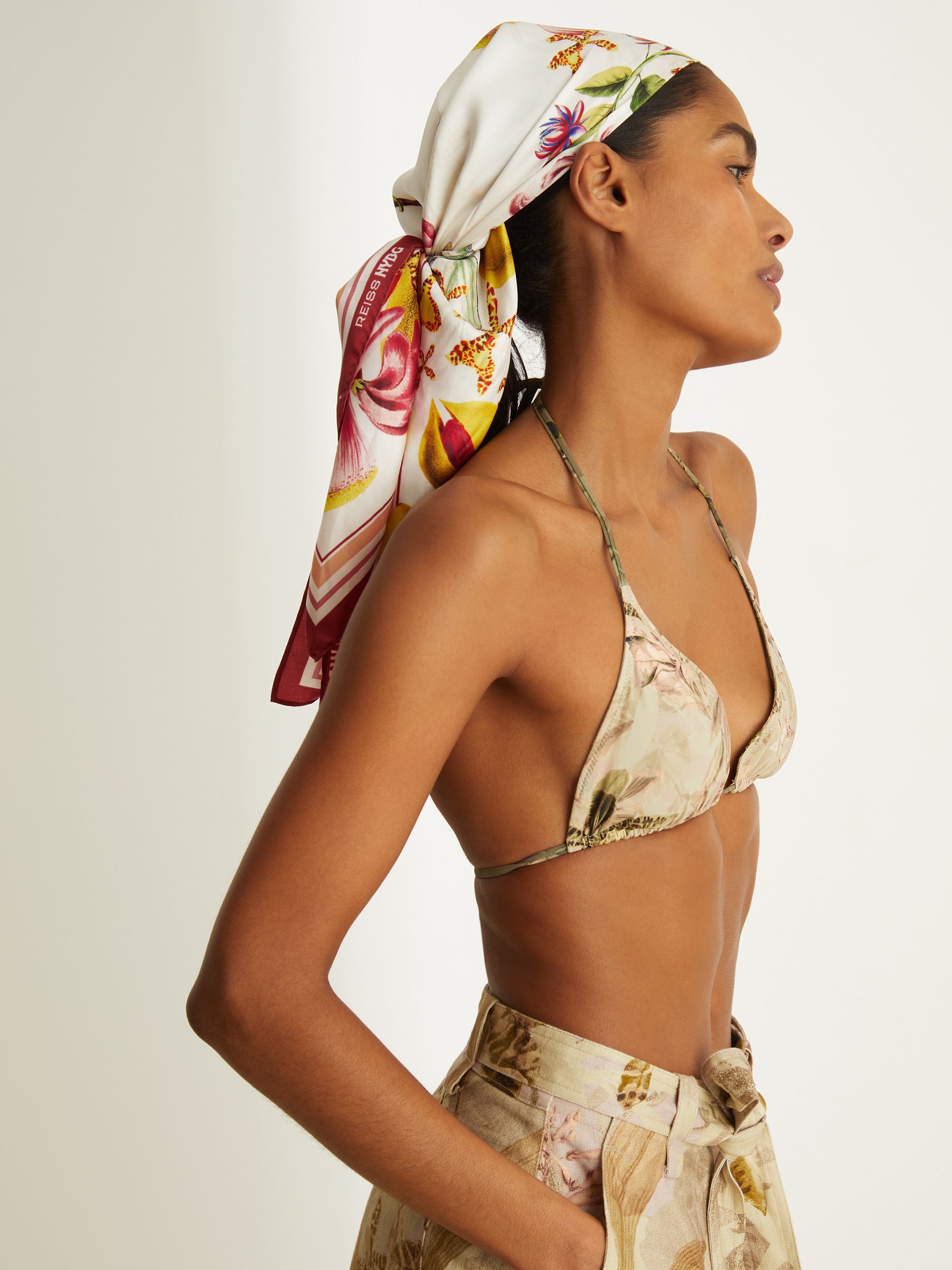 Reiss | NYBG Silk Floral-Print Scarf in White