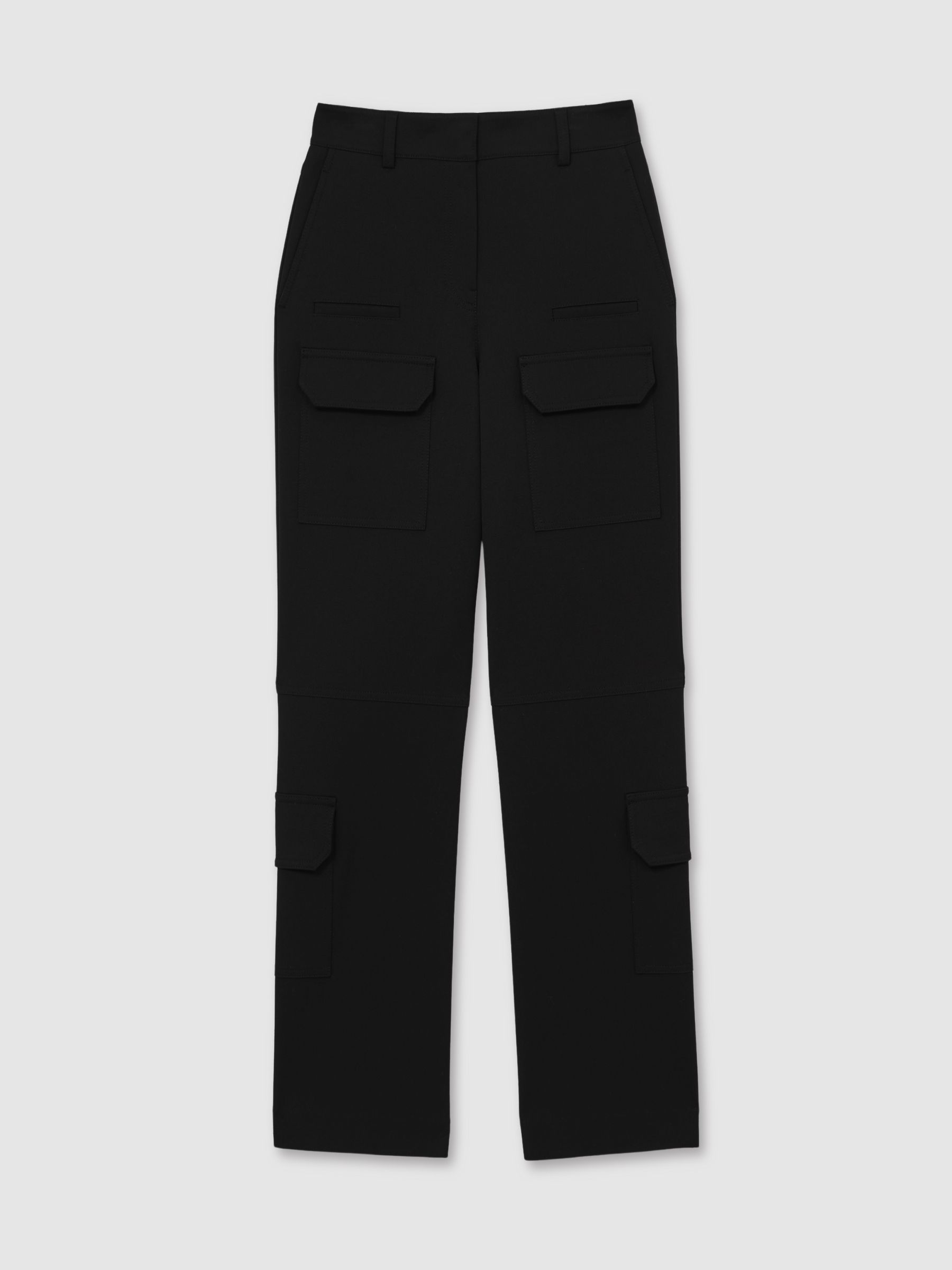 Petite Wide-Leg Combat Trousers in Black
