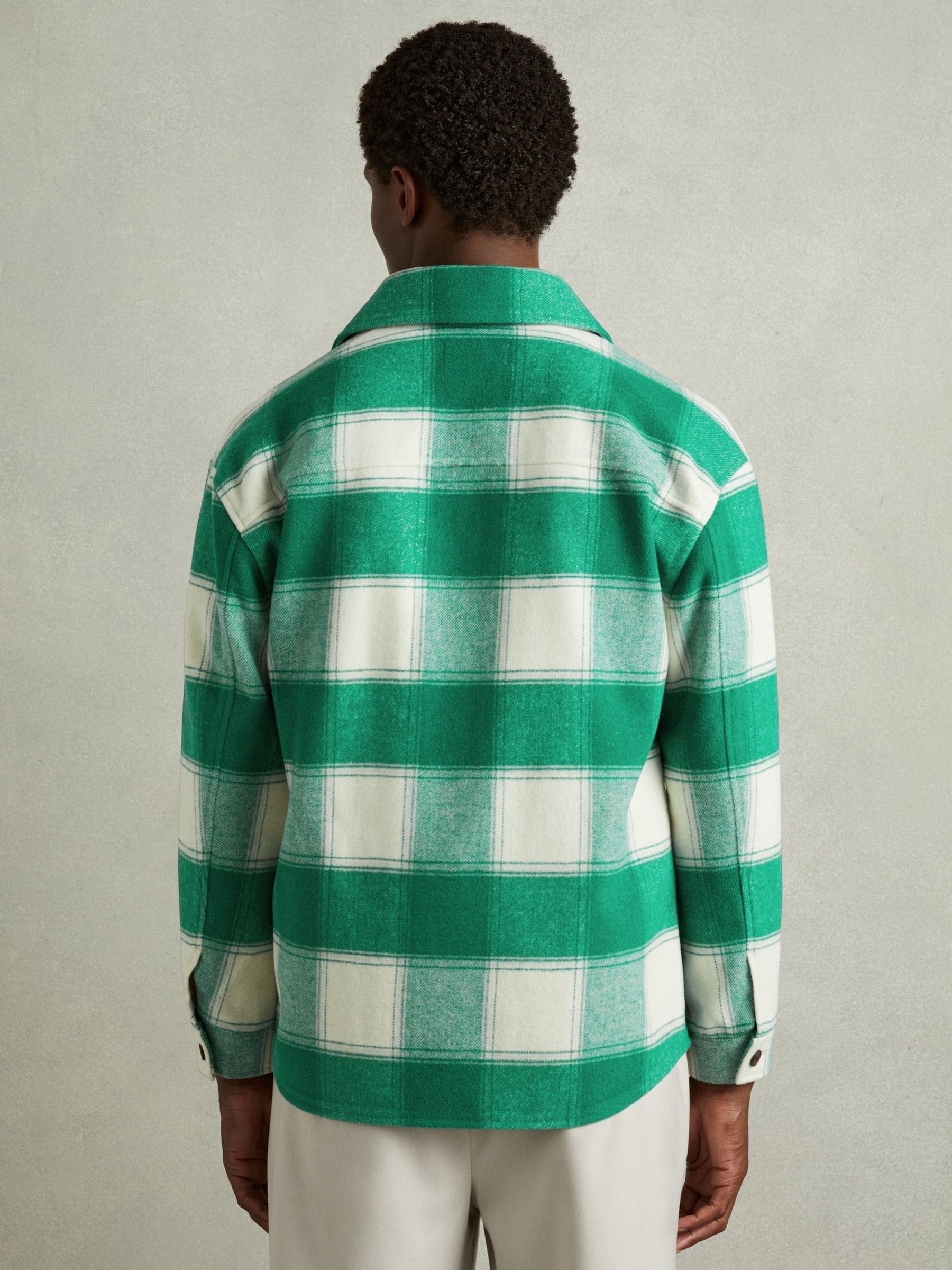 Wool Blend checked Overshirt in Green