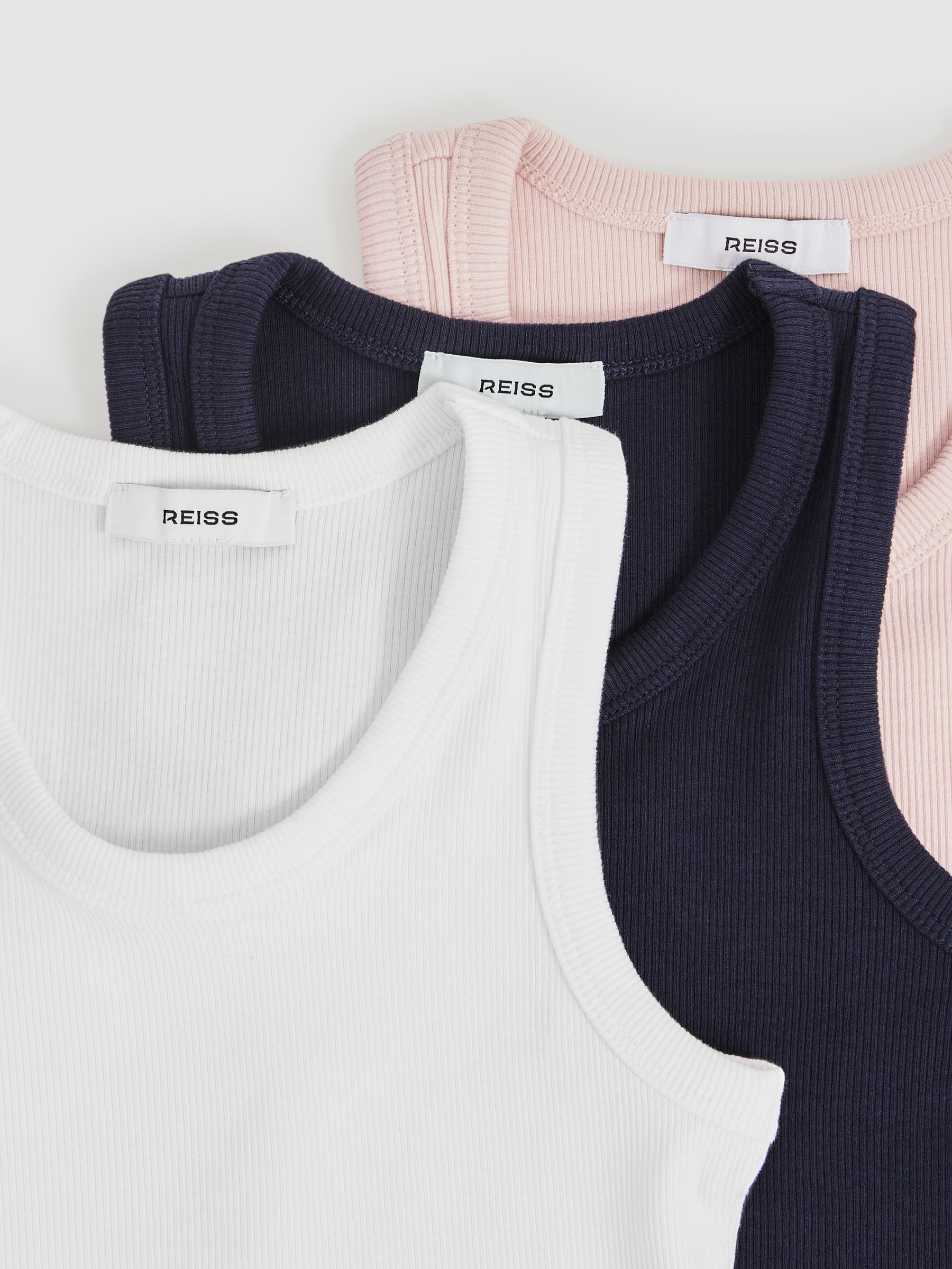 4-9 yrs Stretch-Cotton Ribbed Vest 3 Pack in Multicolour