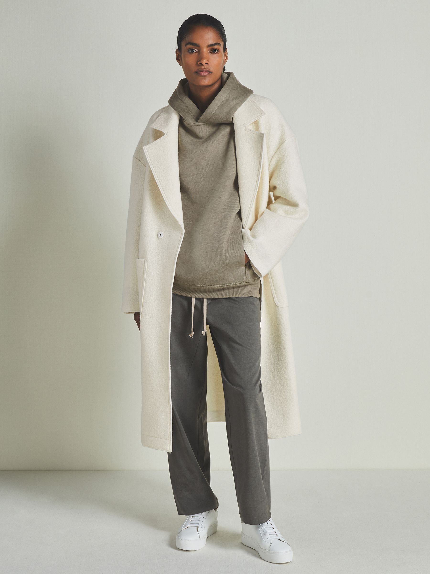 Reiss | Les 100 Ciels Modal-Blend Jersey Hoodie in Khaki