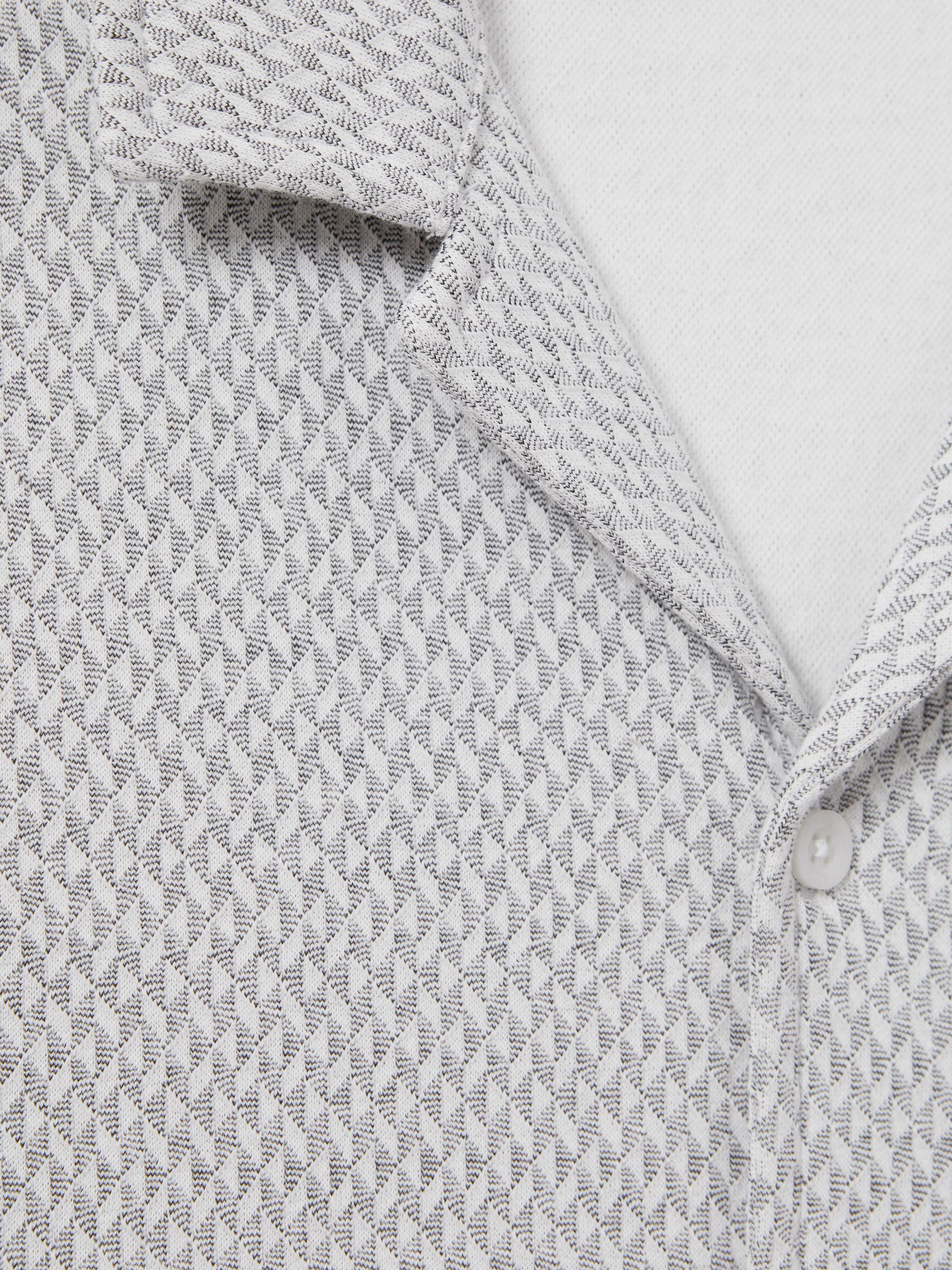 Jacquard Cuban Collar Shirt in Light Grey