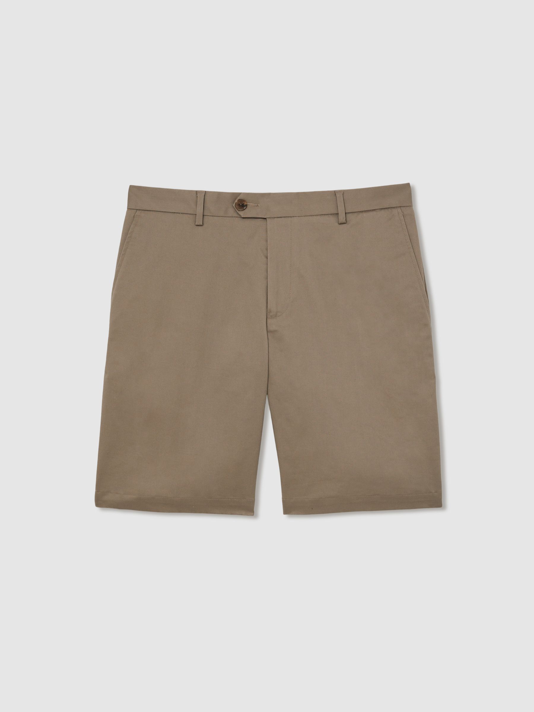 Oe Hampton Cotton Chino Shorts with Stretch in Taupe