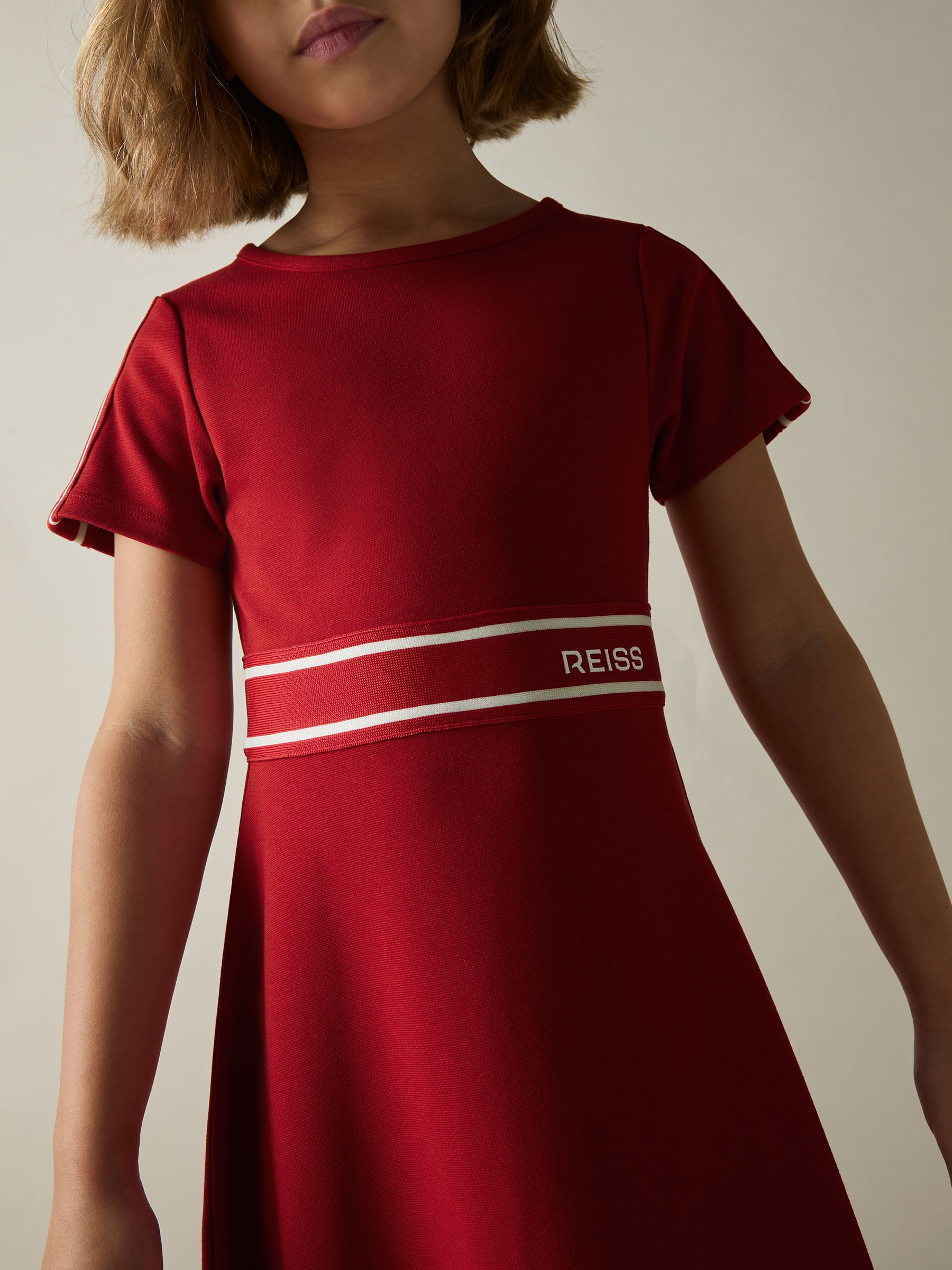 4-9 yrs Interlock-Jersey Logo-Waistband Dress in Red