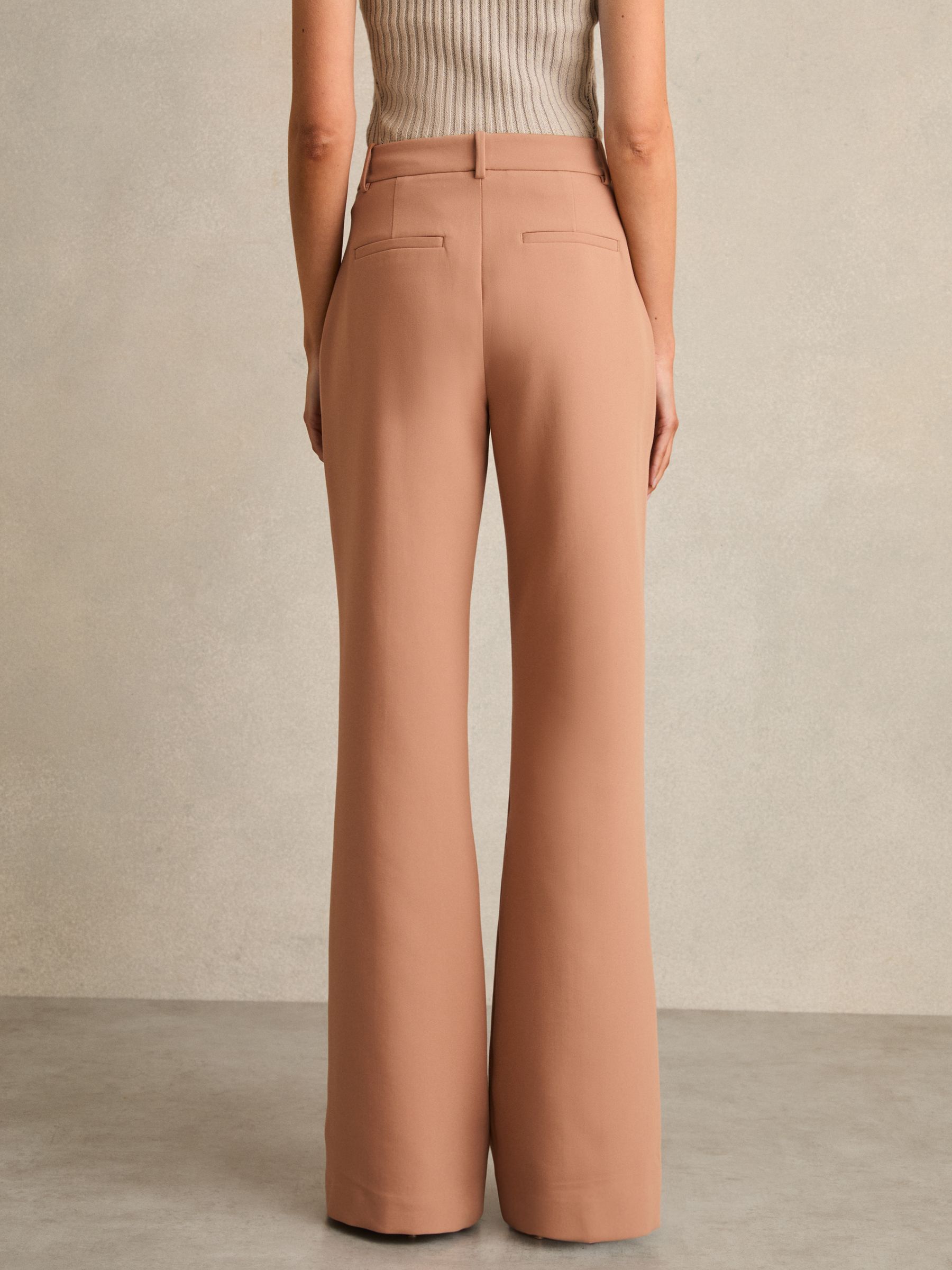 Petite Welt Pocket Flared Trousers in Tan