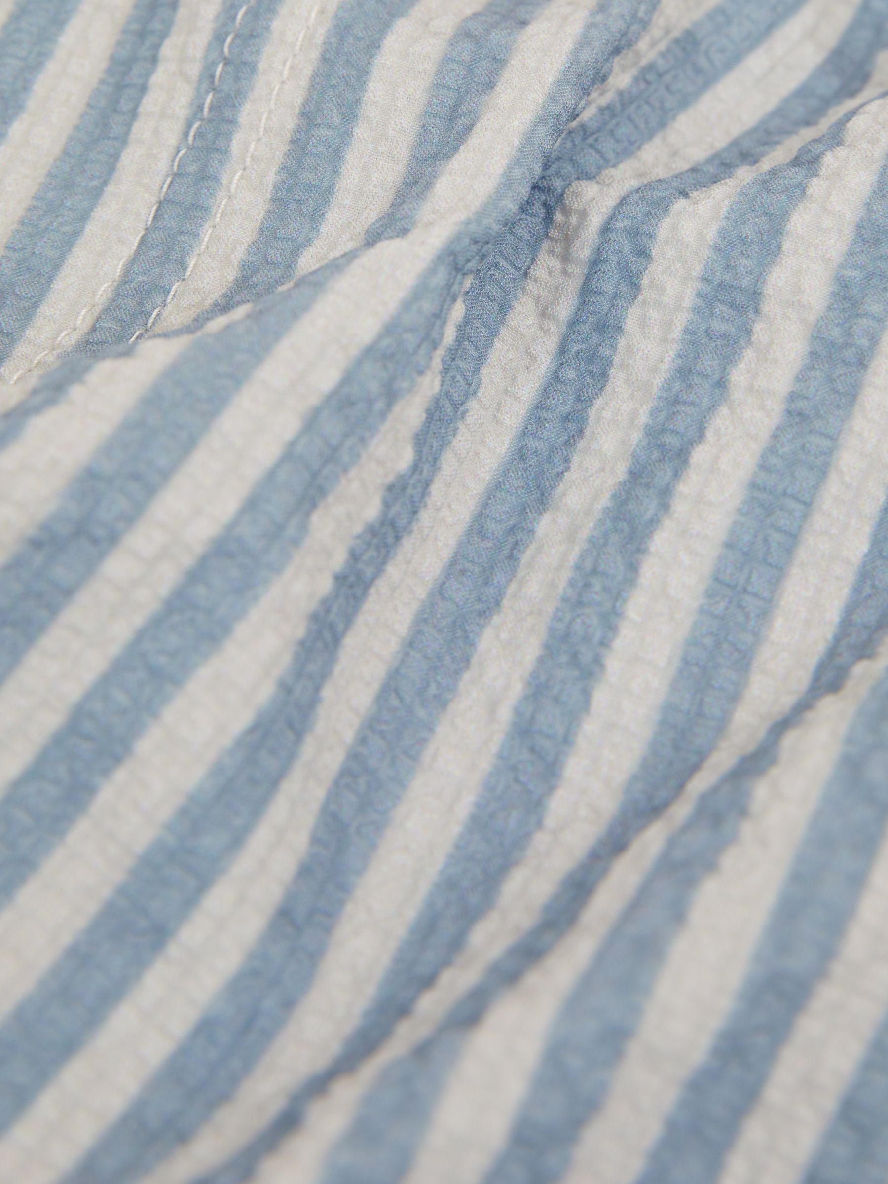 3-9 yrs Seersucker Striped Swim Shorts in Soft Blue/White