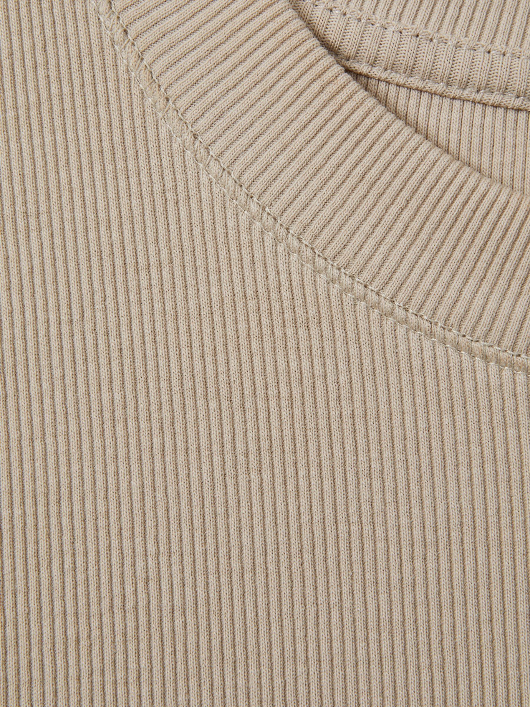 Ribbed Ruched Waist Vest in Light Camel
