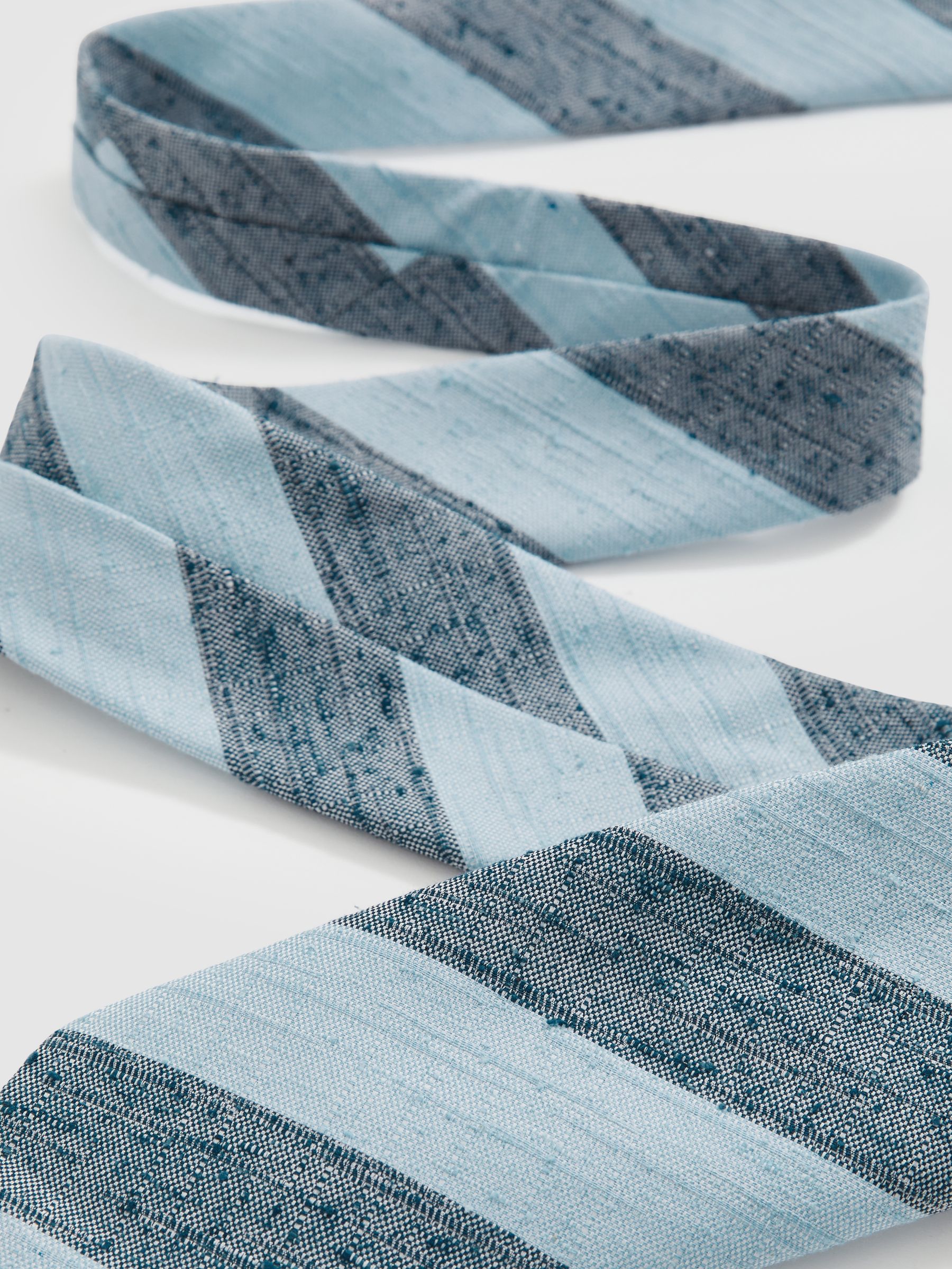 Silk-Blend Textured Stripe Tie in Soft Blue