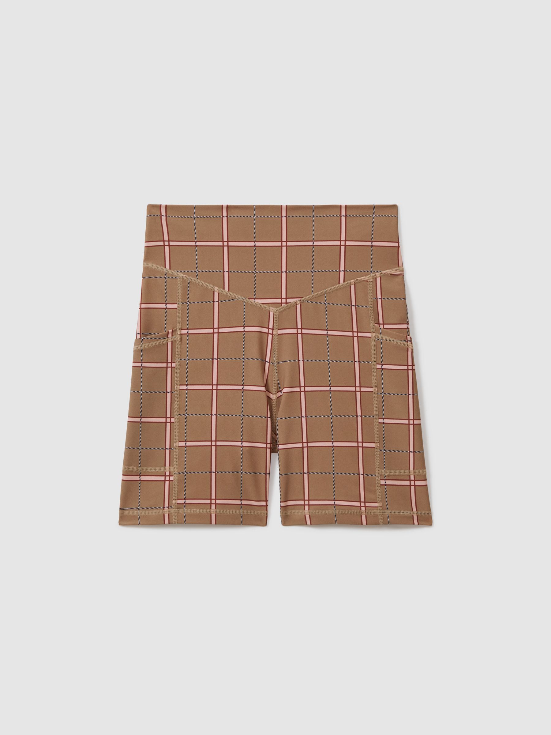 The Upside Check Spin Shorts in Brown Check