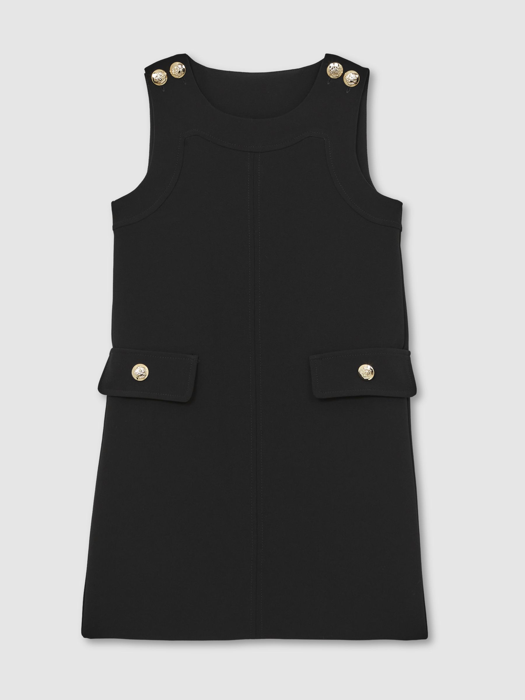 3-9 yrs Button-Detail Sleeveless Shift Dress in Black