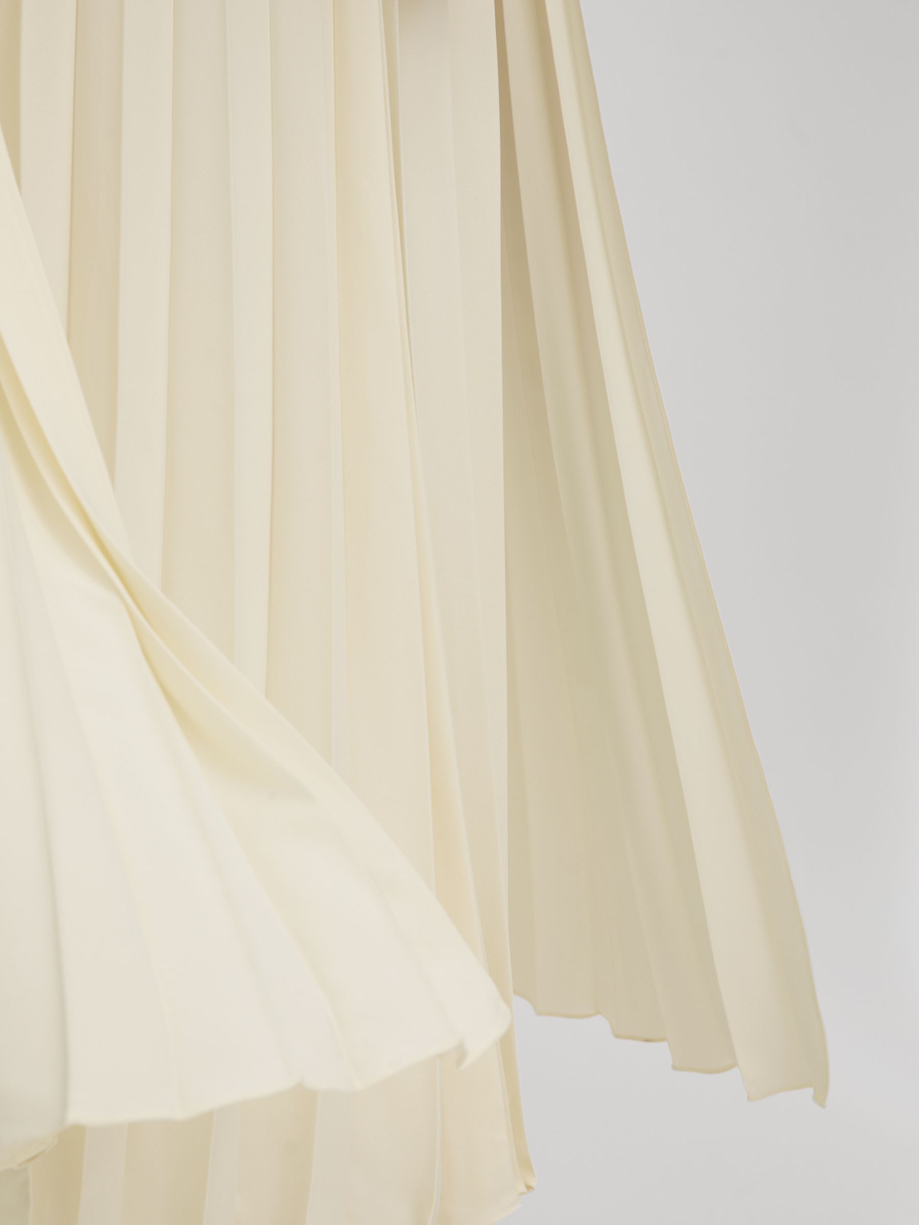 Pleated Cape Sleeve Midi Dress in Lemon