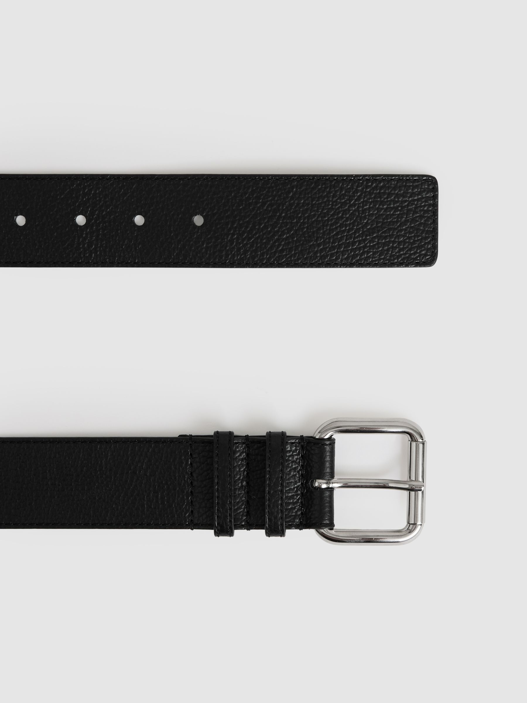 Leather Square Roller Buckle Belt in Black