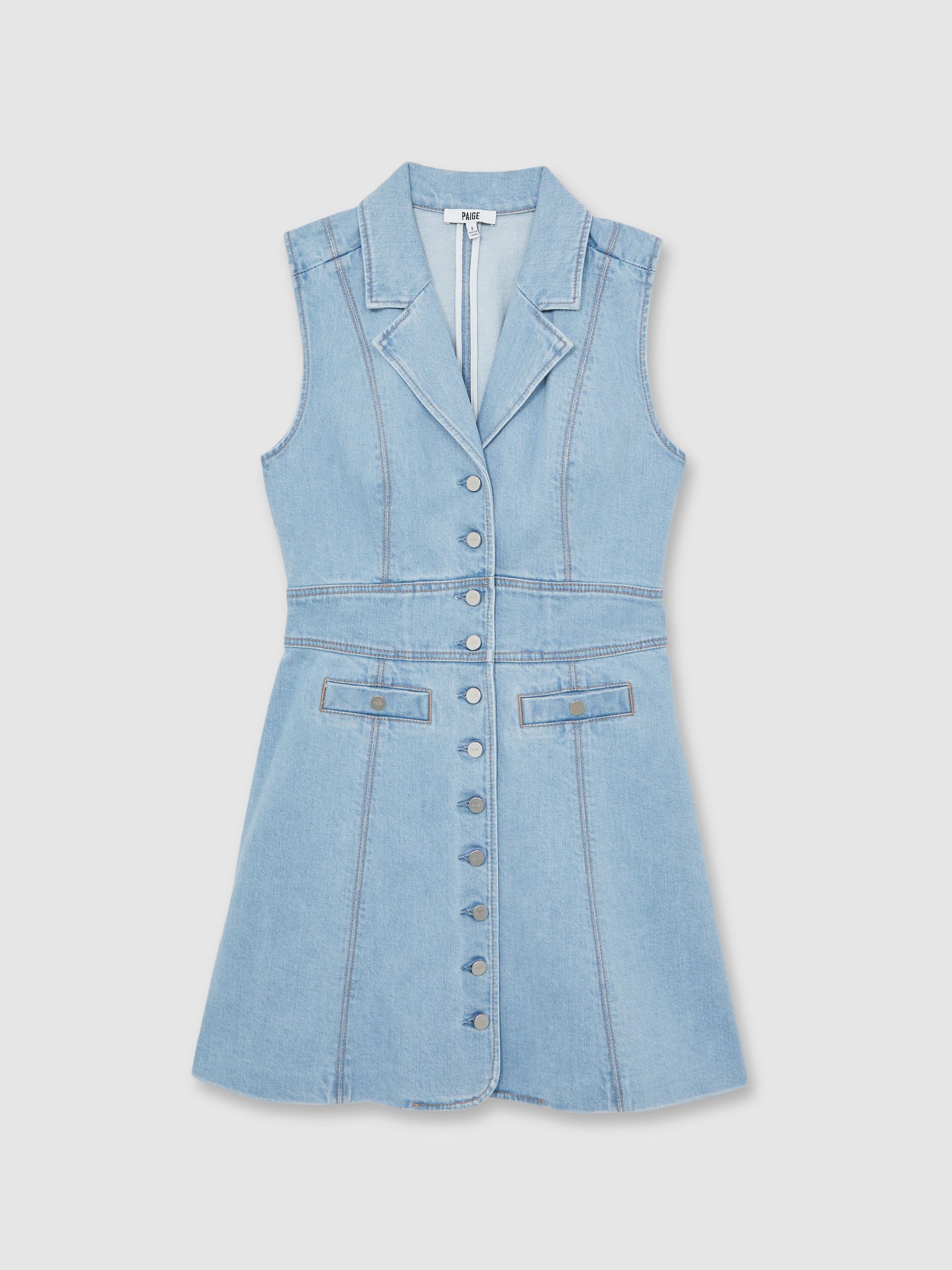 Paige Denim Button-Through Mini Dress in Jocelyn Blue