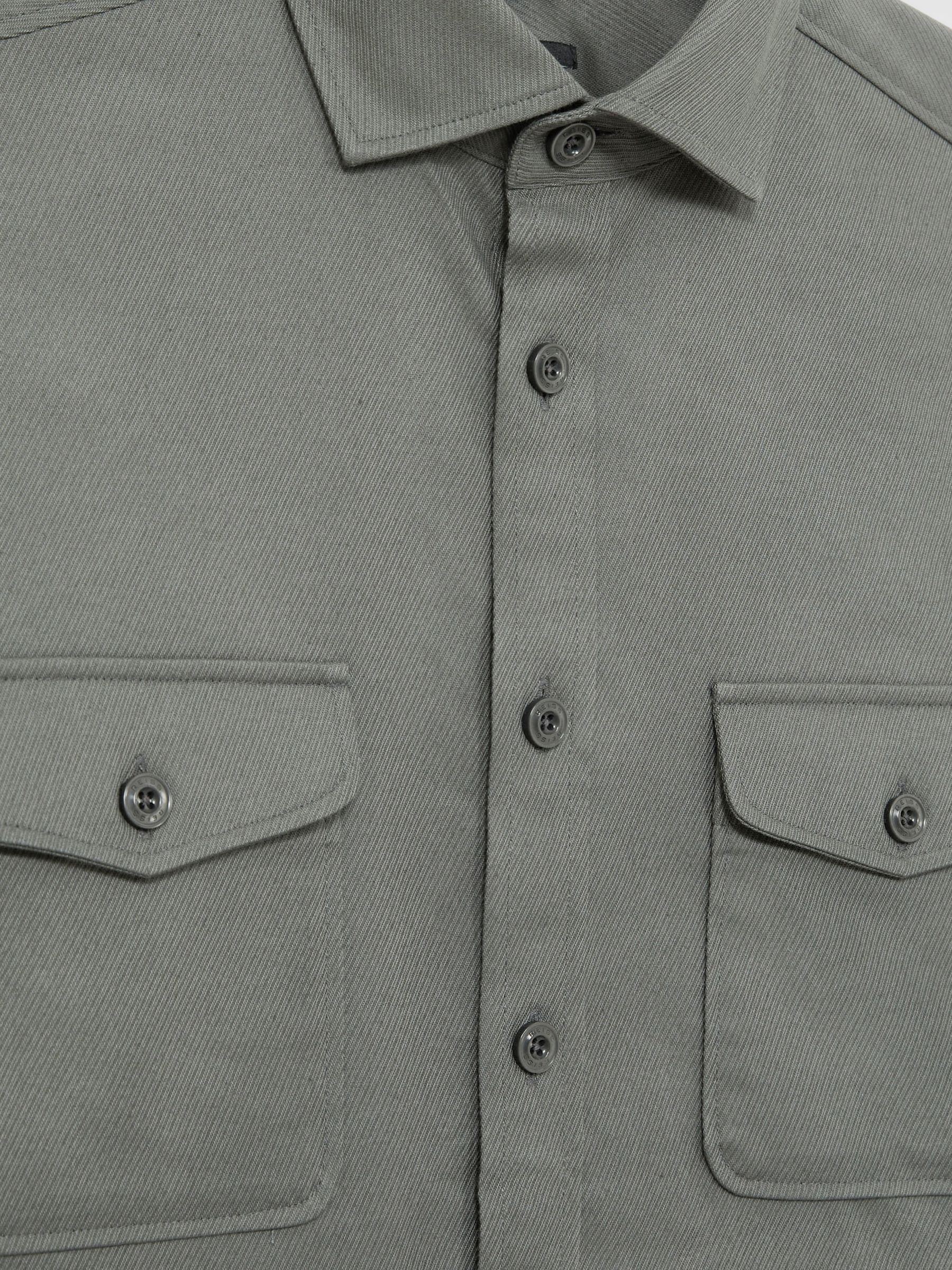 Stretch-Cotton Twill Twin-Pocket Overshirt in Sage